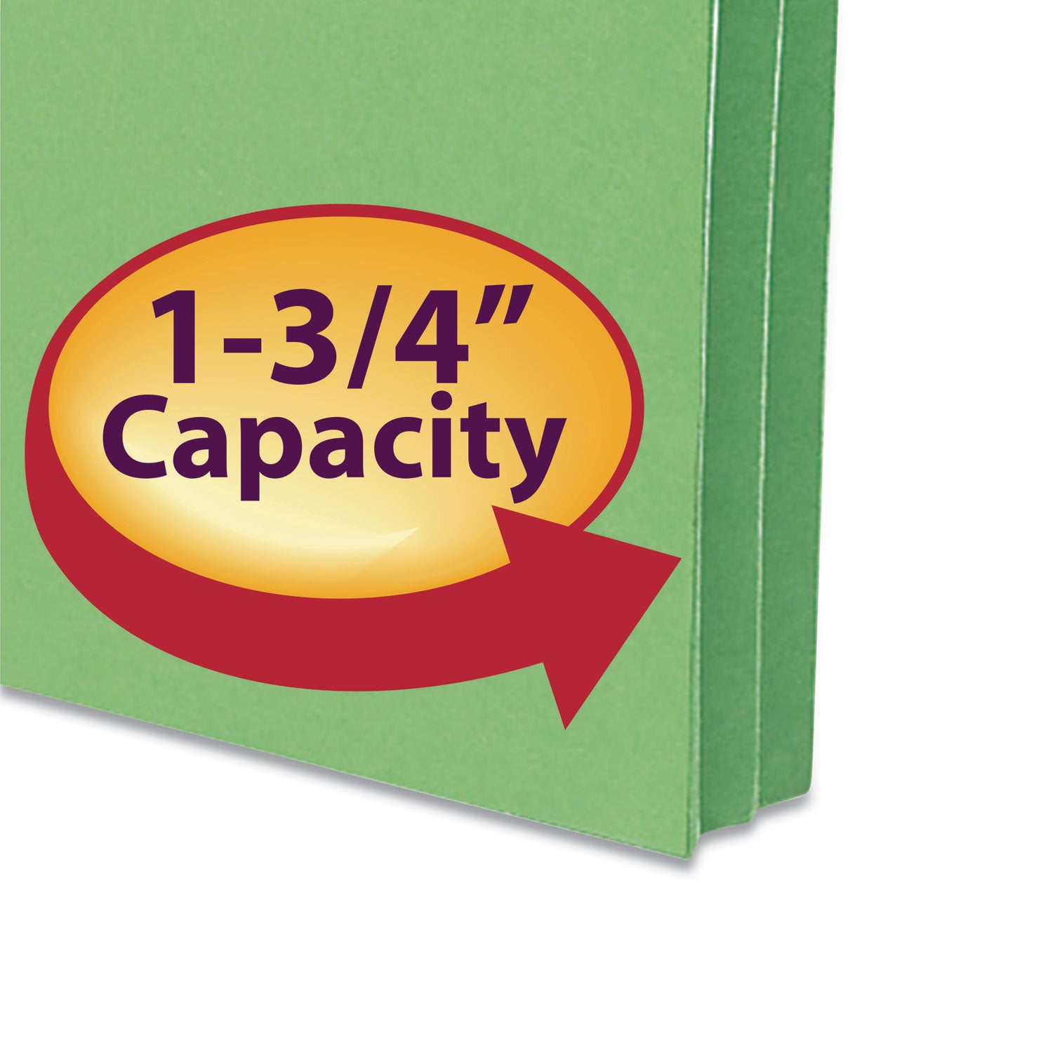 Colored File Pockets, 1.75" Expansion, Letter Size, Green -