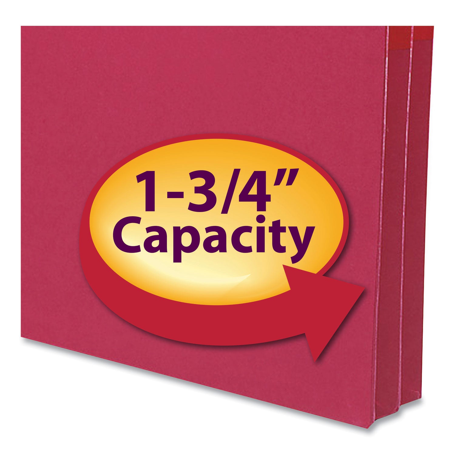 Colored File Pockets, 1.75" Expansion, Letter Size, Red -