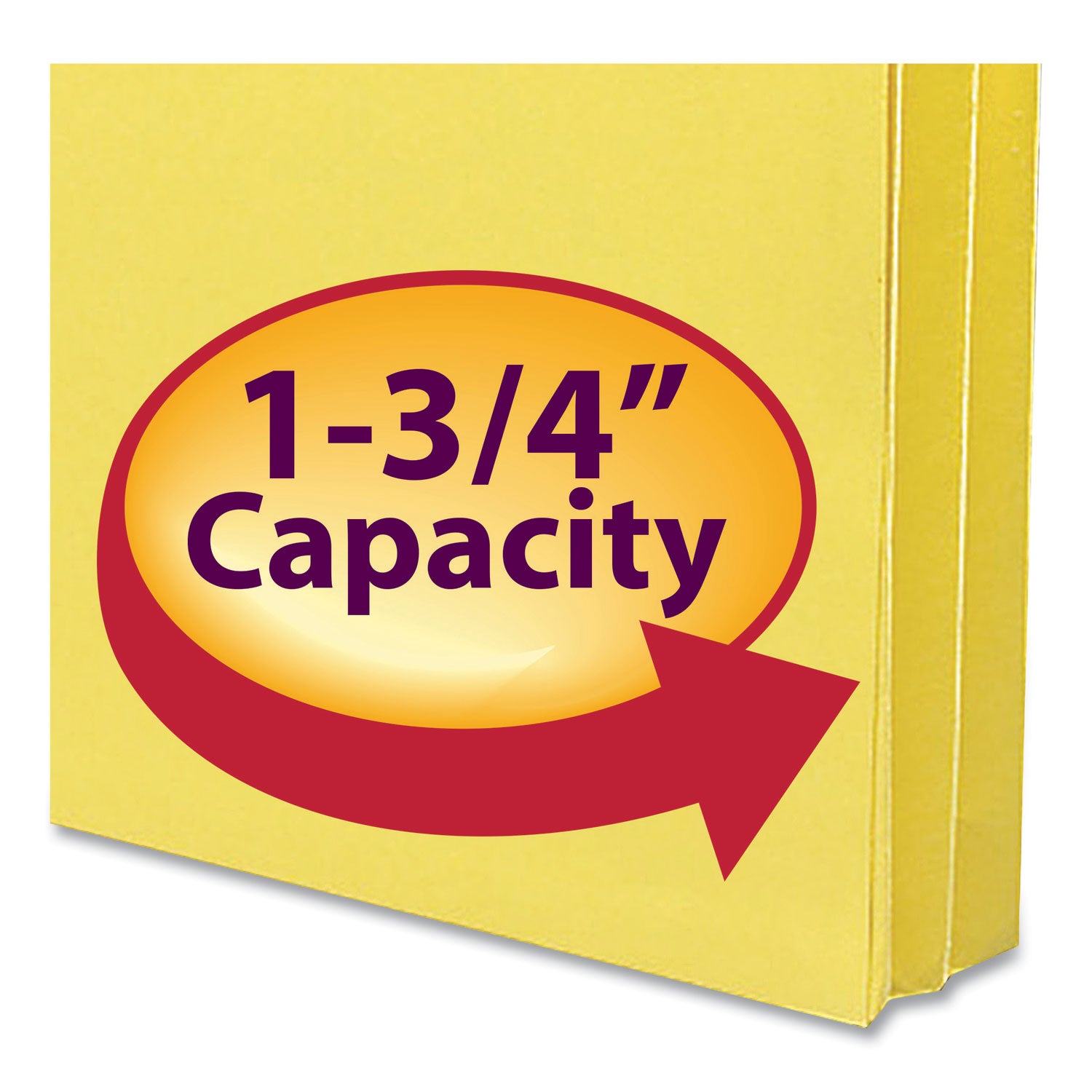 Colored File Pockets, 1.75" Expansion, Letter Size, Yellow -