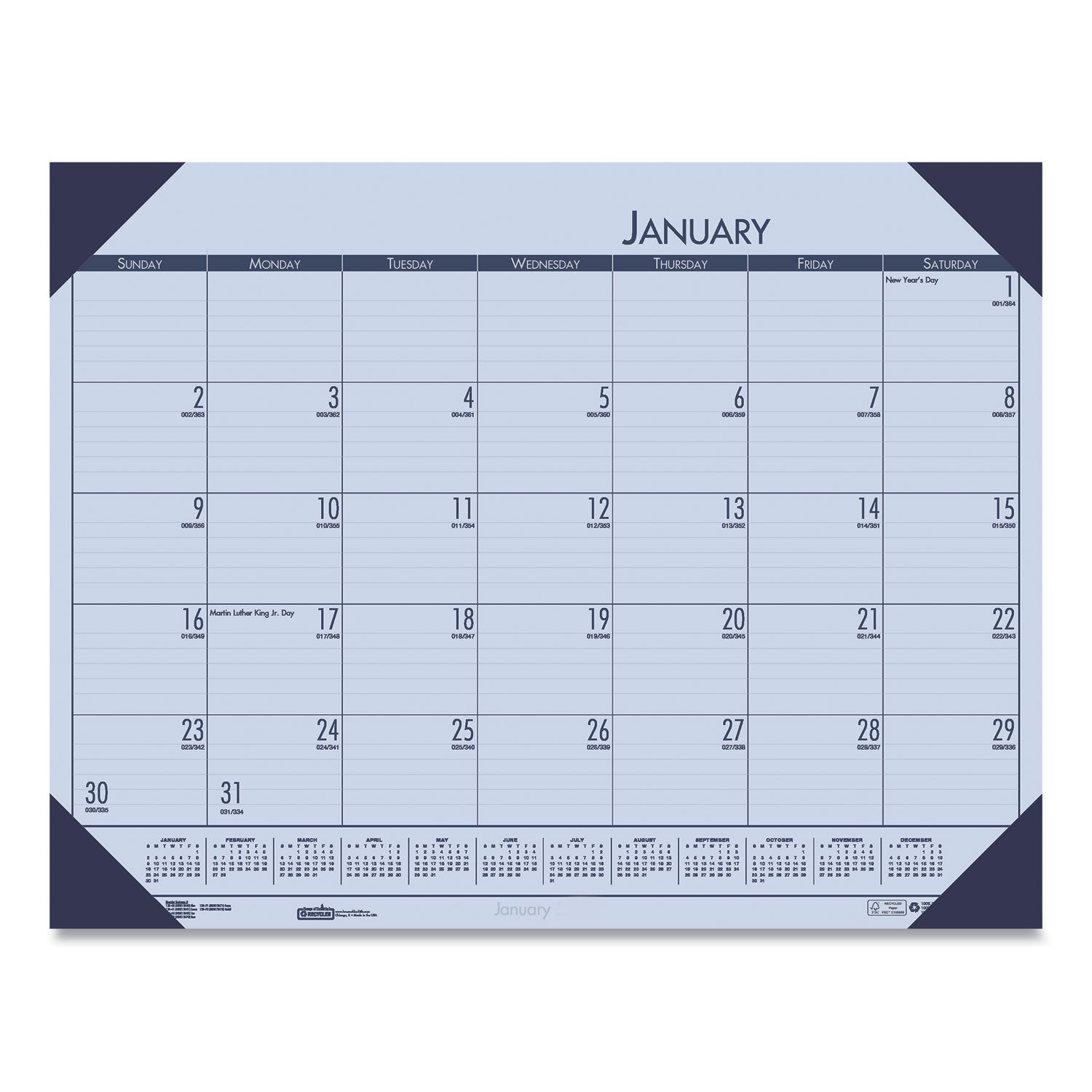 EcoTones Recycled Monthly Desk Pad Calendar, 22 x 17, Sunset Orchid Sheets, Cordovan Corners, 12-Month (Jan to Dec): 2024 -