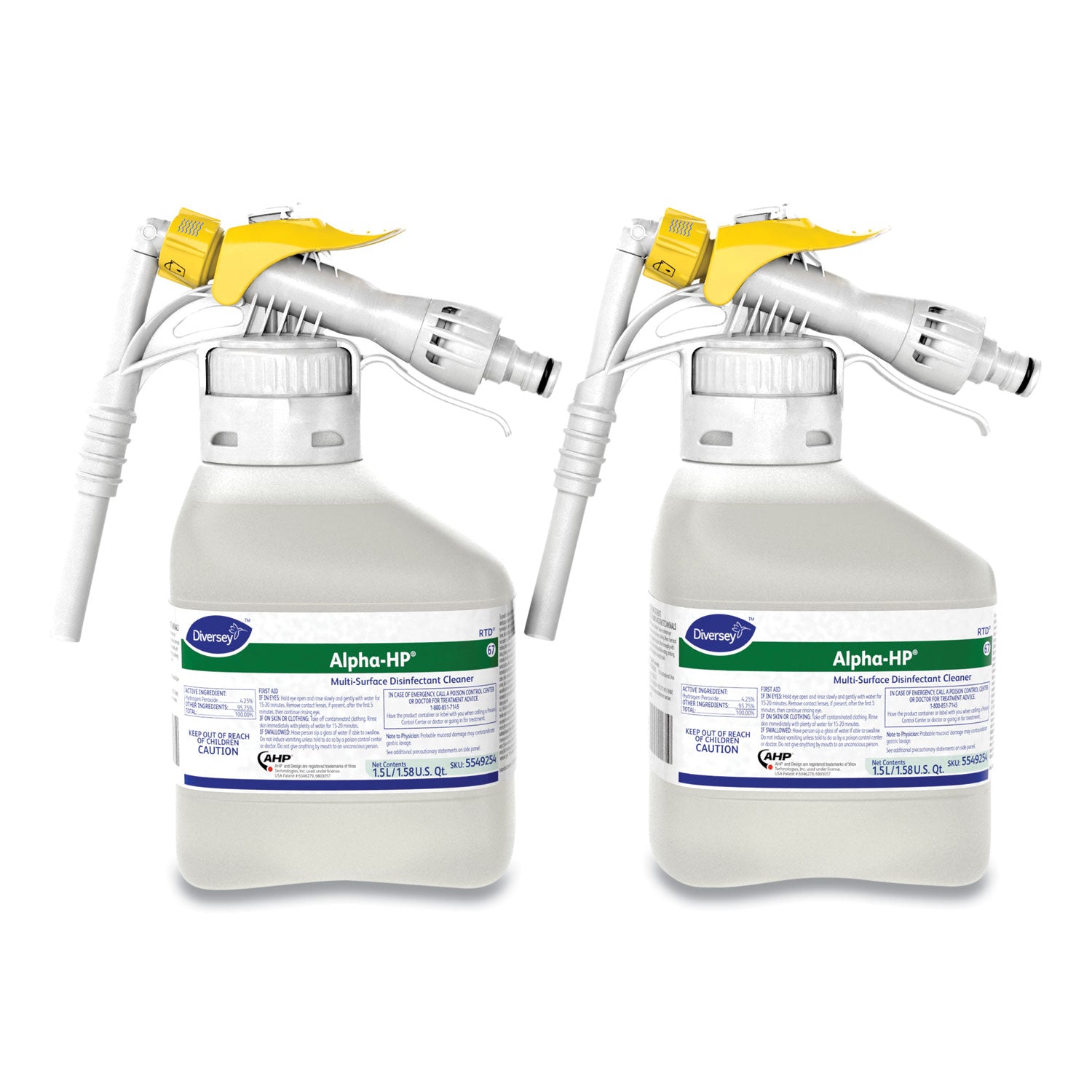 Alpha-HP Multi-Surface Disinfectant Cleaner, Citrus Scent, 1.5 L RTD Spray Bottle, 2/Carton -