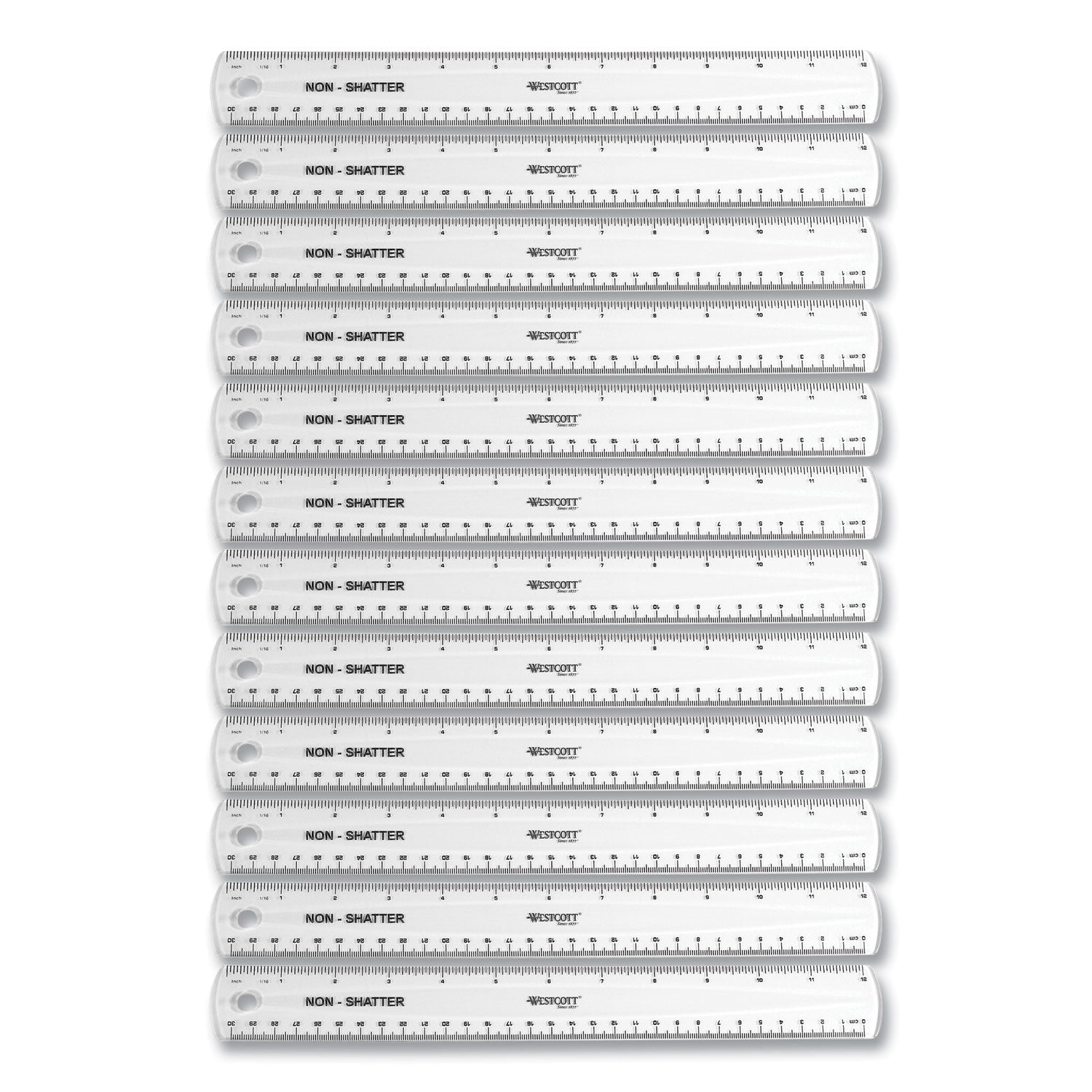 non-shatter-flexible-ruler-standard-metric-12-30-cm-long-plastic-clear-12-box_acm17725 - 1