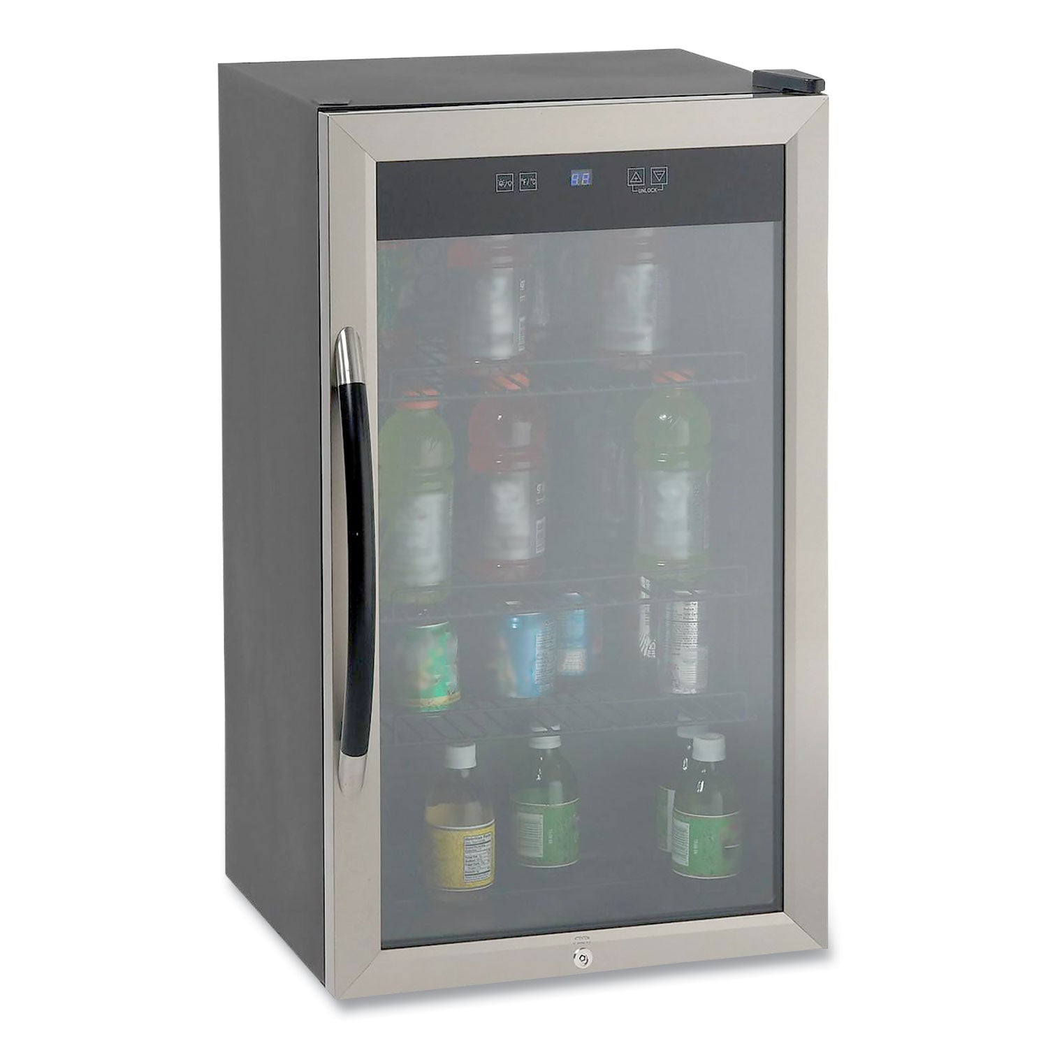 3 Cu. Ft. Refrigerator/Beverage Cooler, 18.75 x 19.5 x 33.75, Black/Stainless Steel Framed Glass Door -