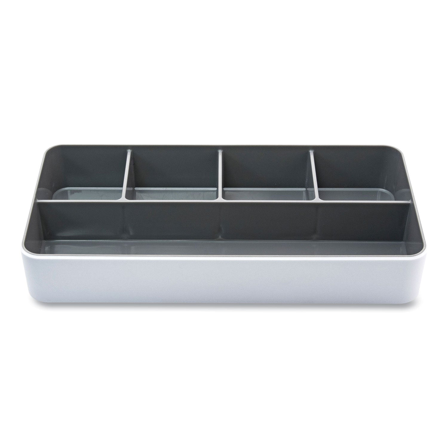 fusion-five-compartment-plastic-accessory-holder-plastic-1225-x-6-x-2-white-gray_avt37526 - 2