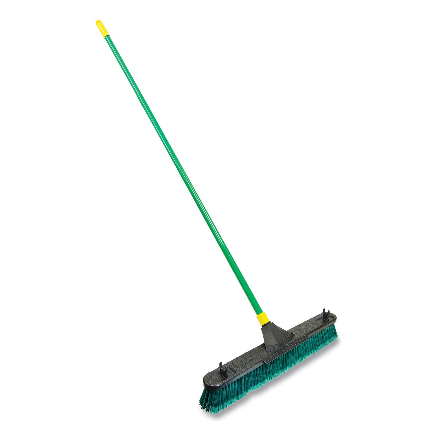 bulldozer-multisurface-pushbroom-with-scraper-block-24-x-60-powder-coated-steel-handle-green-black-yellow_qck638 - 1