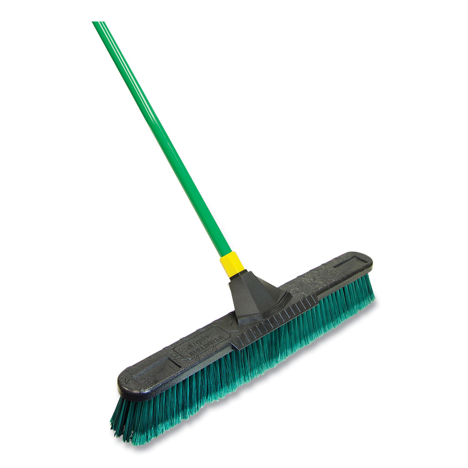 bulldozer-multisurface-pushbroom-with-scraper-block-24-x-60-powder-coated-steel-handle-green-black-yellow_qck638 - 2