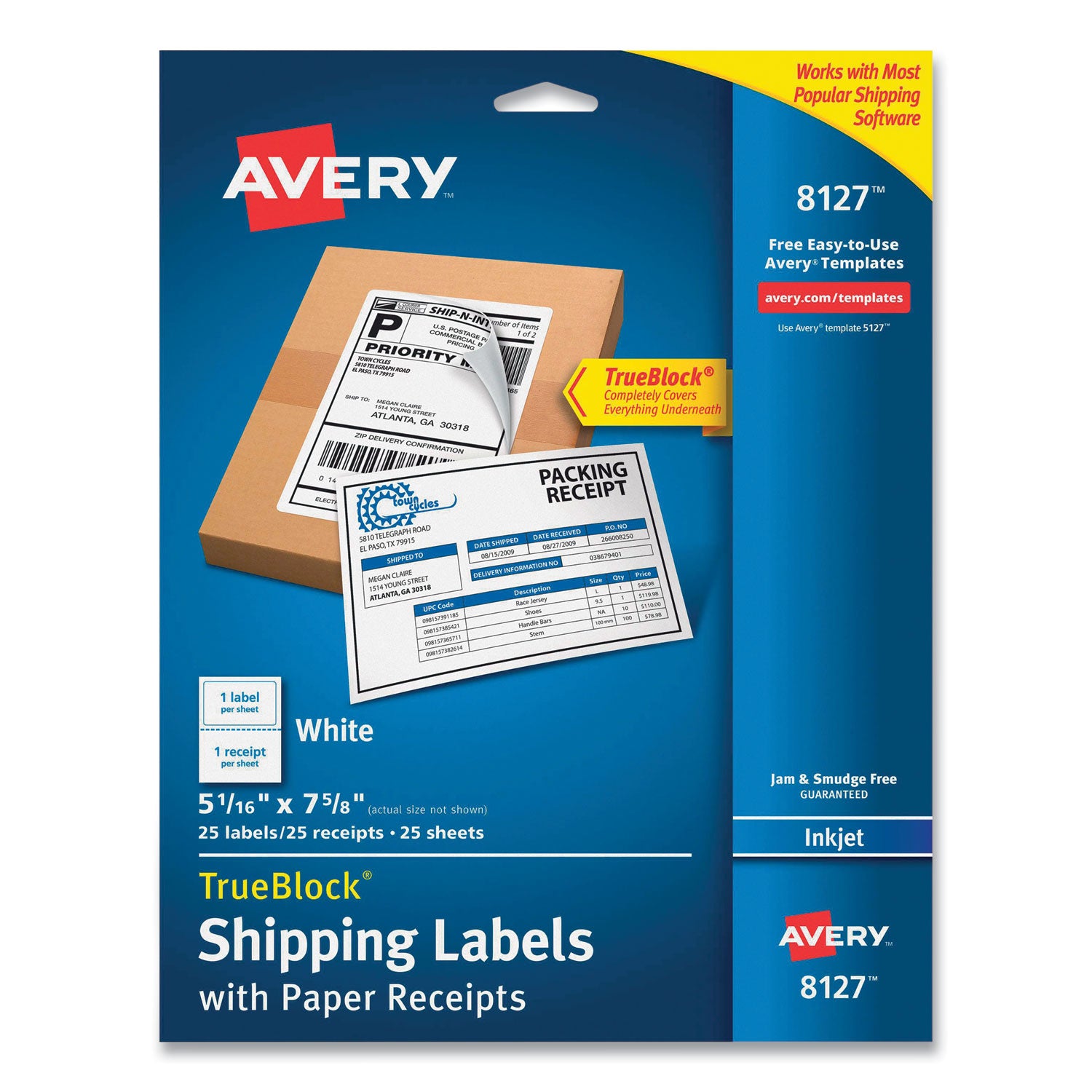 shipping-labels-with-trueblock-technology-inkjet-printers-506-x-762-white-25-sheets-pack_ave8127 - 1