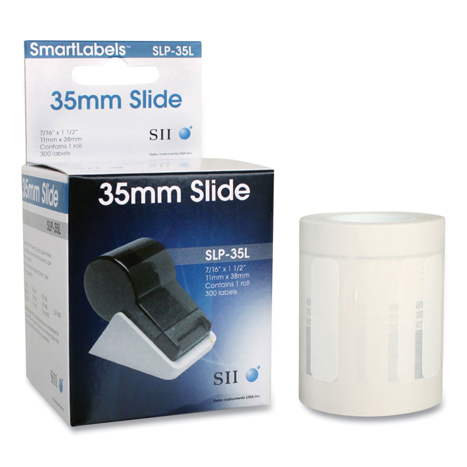 SLP-35L Self-Adhesive Small Multipurpose Labels, 0.43" x 1.5", White, 300 Labels/Roll -