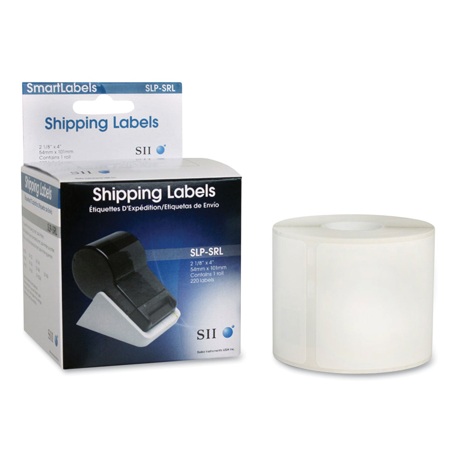 SLP-SRL Self-Adhesive Wide Shipping Labels, 2.12" x 4", White, 220 Labels/Roll -