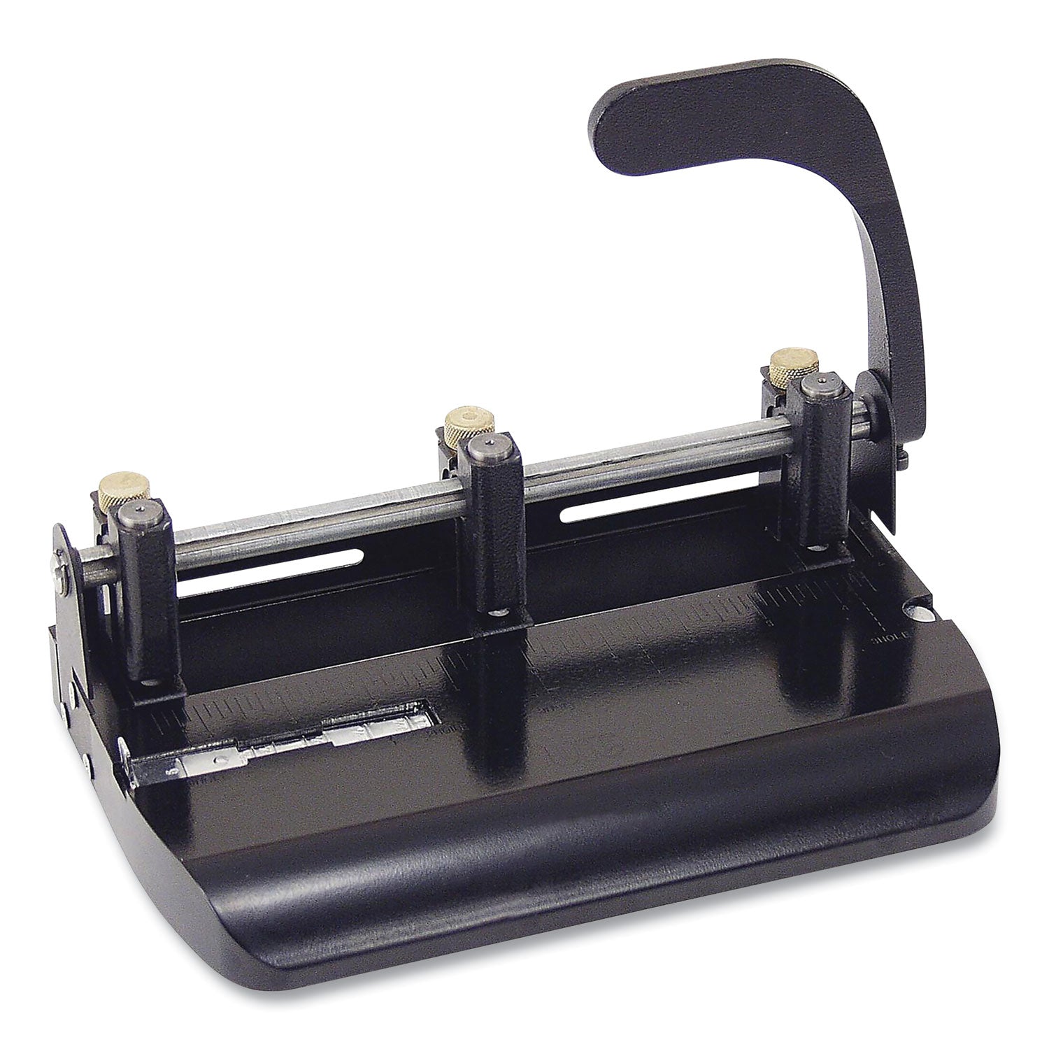 32-Sheet Heavy-Duty Two-Three-Hole Punch with Lever Handle, 9/32" Holes, Black -