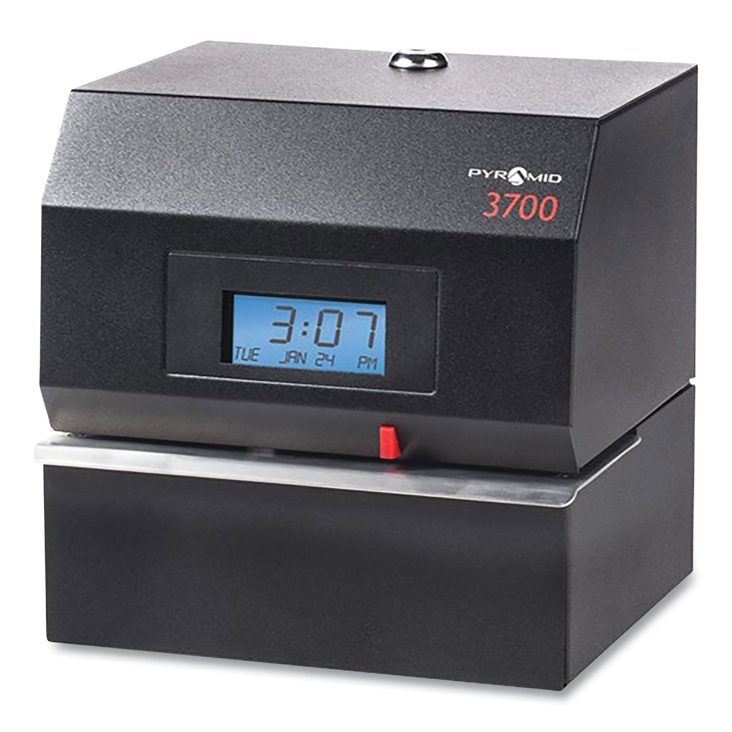 3700 Heavy-Duty Time Clock and Document Stamp, LCD Display, Black -