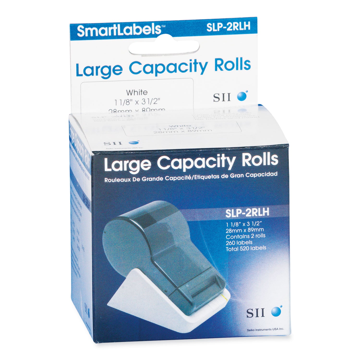 SLP-2RLH Self-Adhesive Address Labels, 1.12" x 3.5", White, 260 Labels/Roll, 2 Rolls/Box -