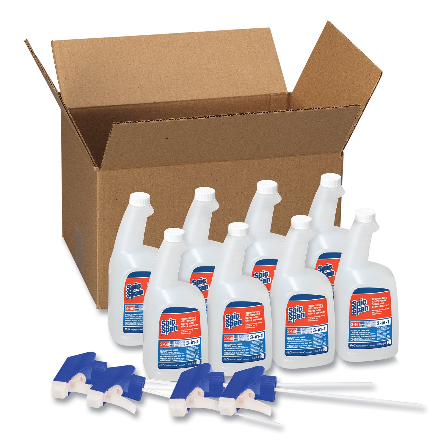 Disinfecting All-Purpose Spray and Glass Cleaner, Fresh Scent, 32 oz Spray Bottle, 8/Carton -