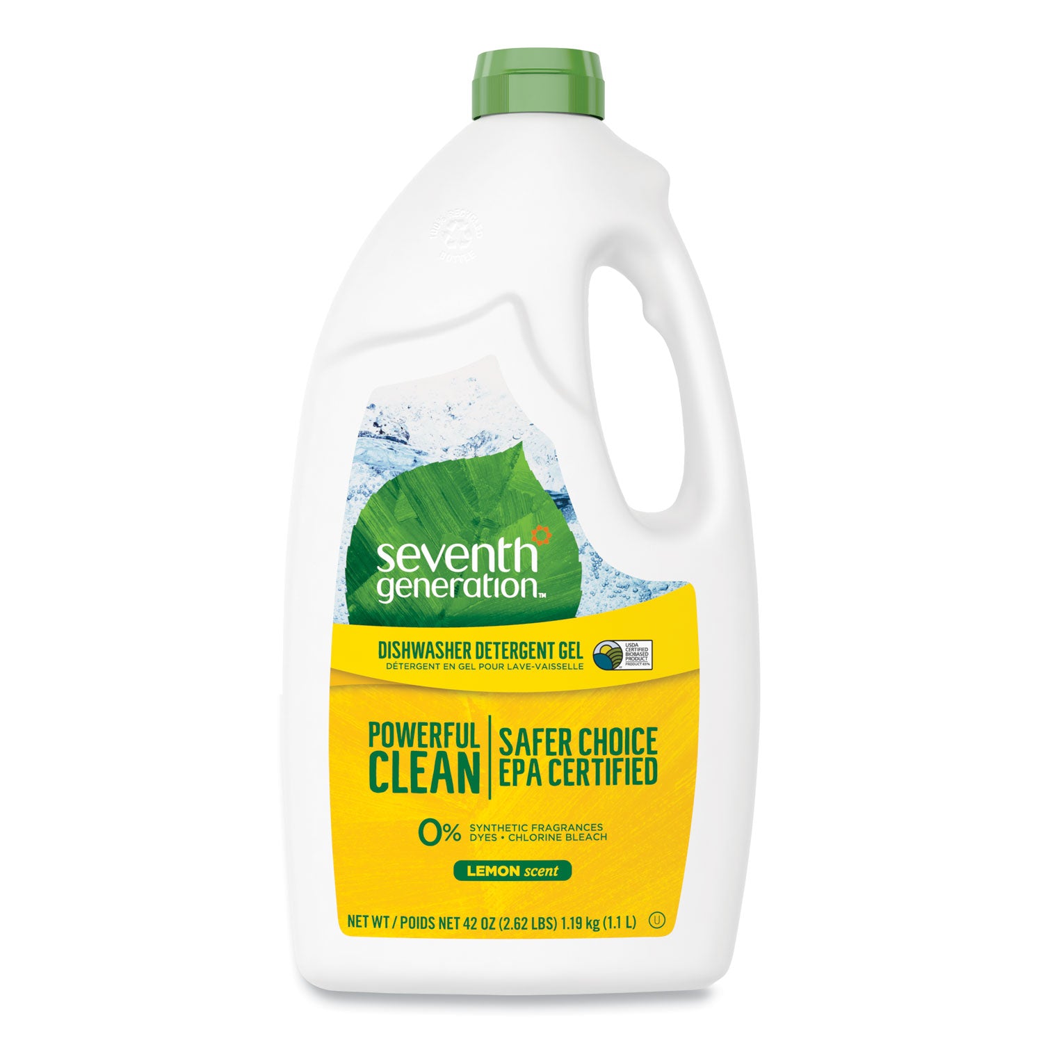 Natural Automatic Dishwasher Gel, Lemon, 42 oz Bottle, 6/Carton -