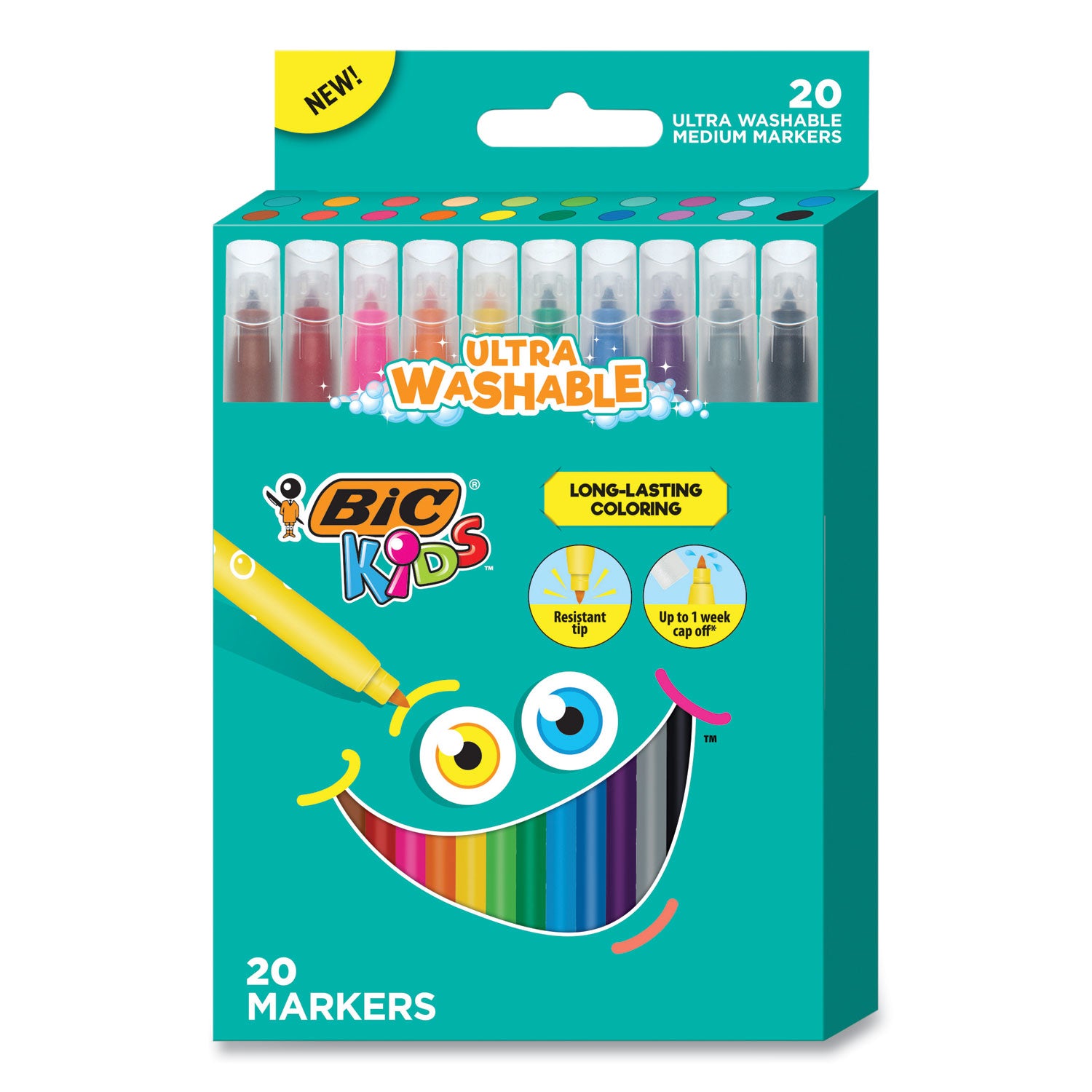 kids-ultra-washable-markers-medium-bullet-tip-assorted-colors-20-pack_bicbkcm20ast - 1