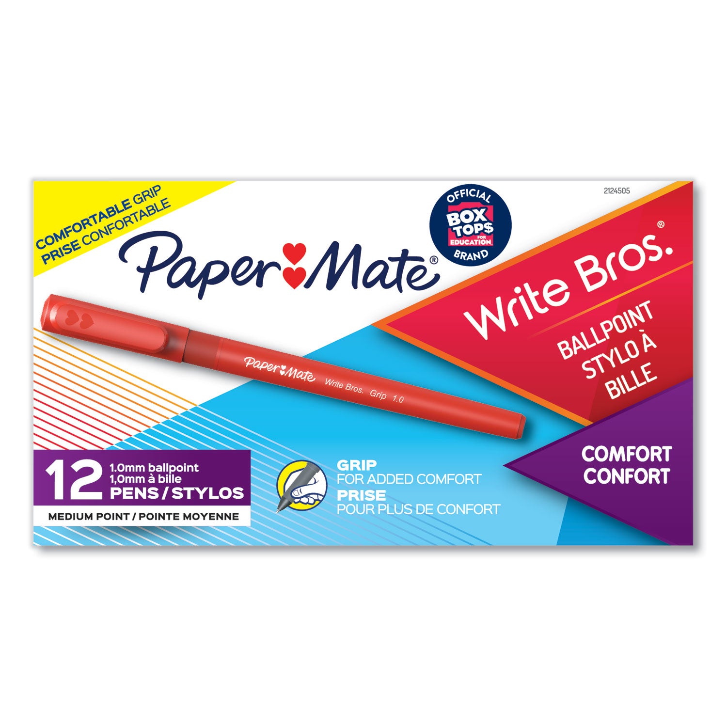 write-bros-grip-ballpoint-pen-stick-medium-1-mm-red-ink-red-barrel-dozen_pap2124505 - 2