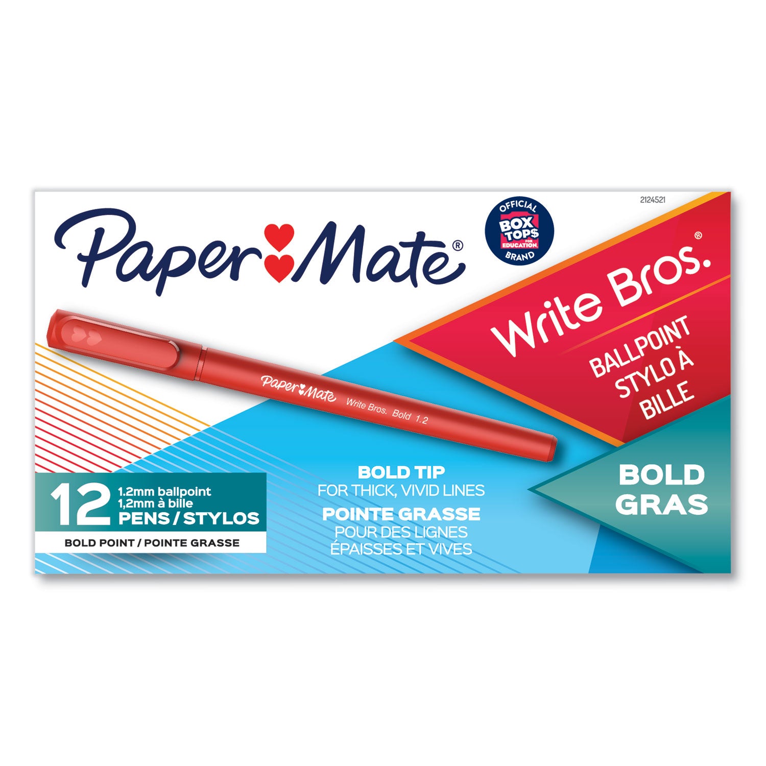 write-bros-ballpoint-pen-stick-bold-12-mm-red-ink-red-barrel-dozen_pap2124521 - 2