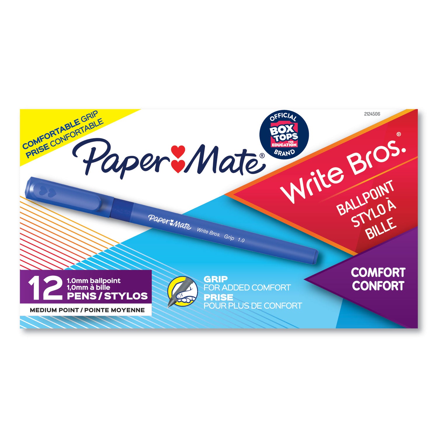write-bros-grip-ballpoint-pen-stick-medium-1-mm-blue-ink-blue-barrel-dozen_pap2124506 - 2