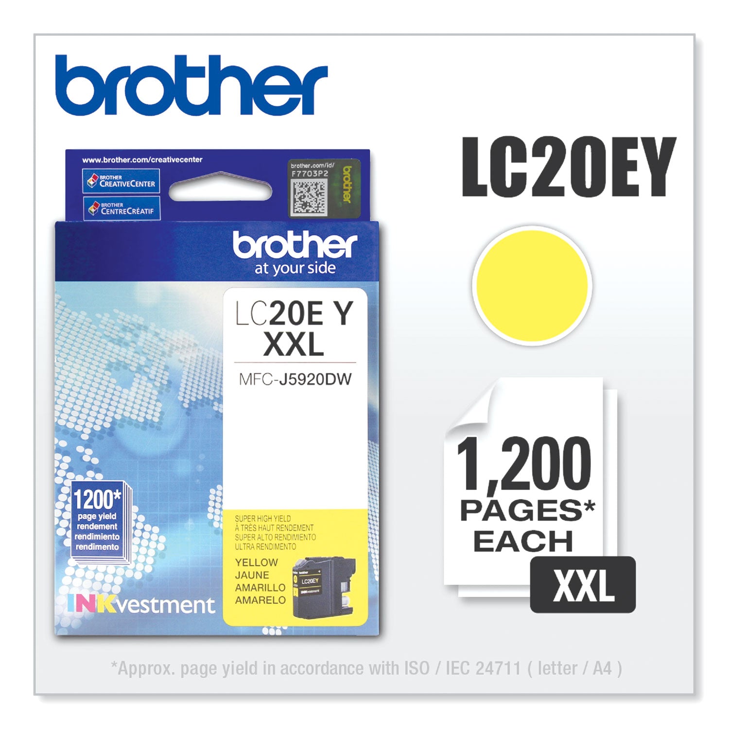 LC20EY INKvestment Super High-Yield Ink, 1,200 Page-Yield, Yellow -