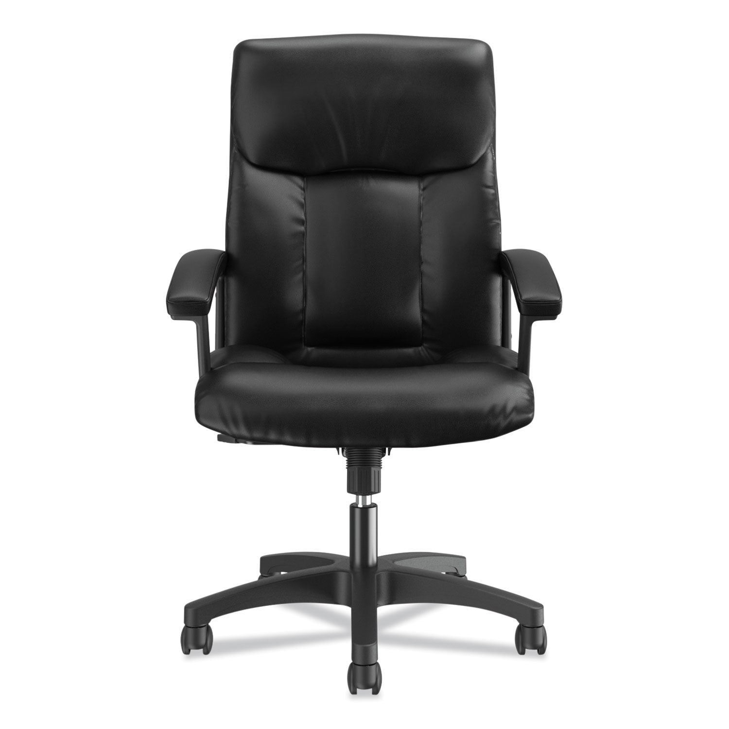 HVL151 Executive High-Back Leather Chair, Supports Up to 250 lb, 17.75" to 21.5" Seat Height, Black -
