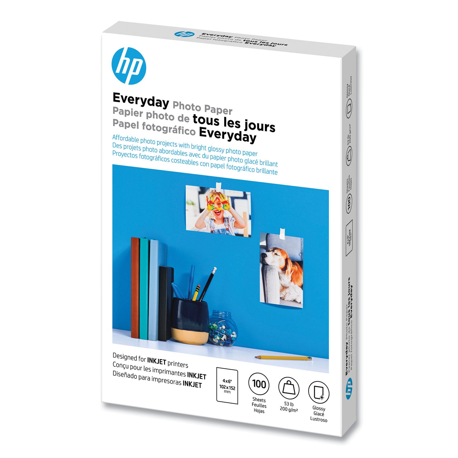 Everyday Glossy Photo Paper, 8 mil, 4 x 6, Glossy White, 100/Pack -