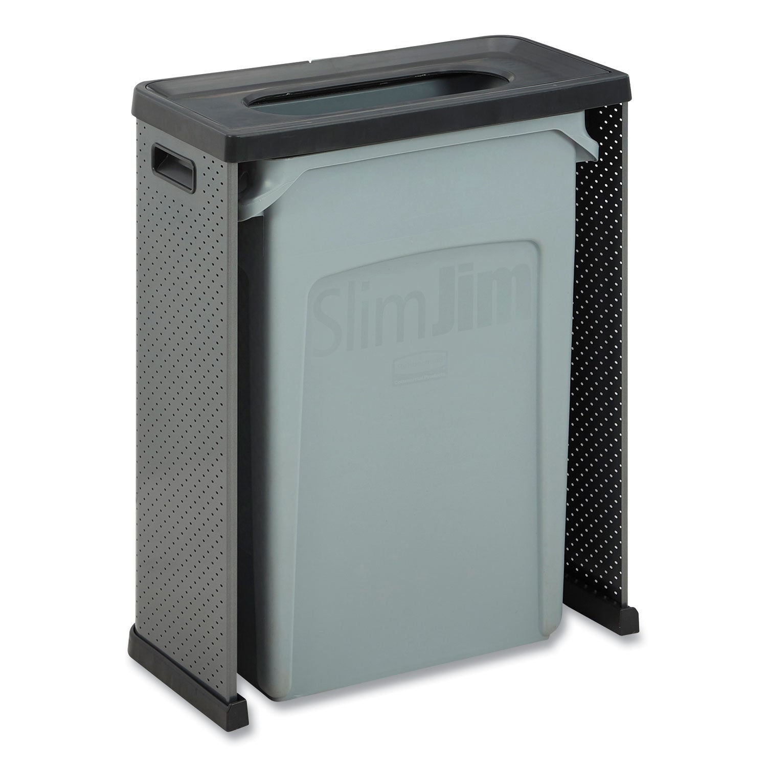 elevate-decorative-refuse-container-landfill-23-gal-plastic-metal-pearl-dark-gray_rcp2136963 - 2