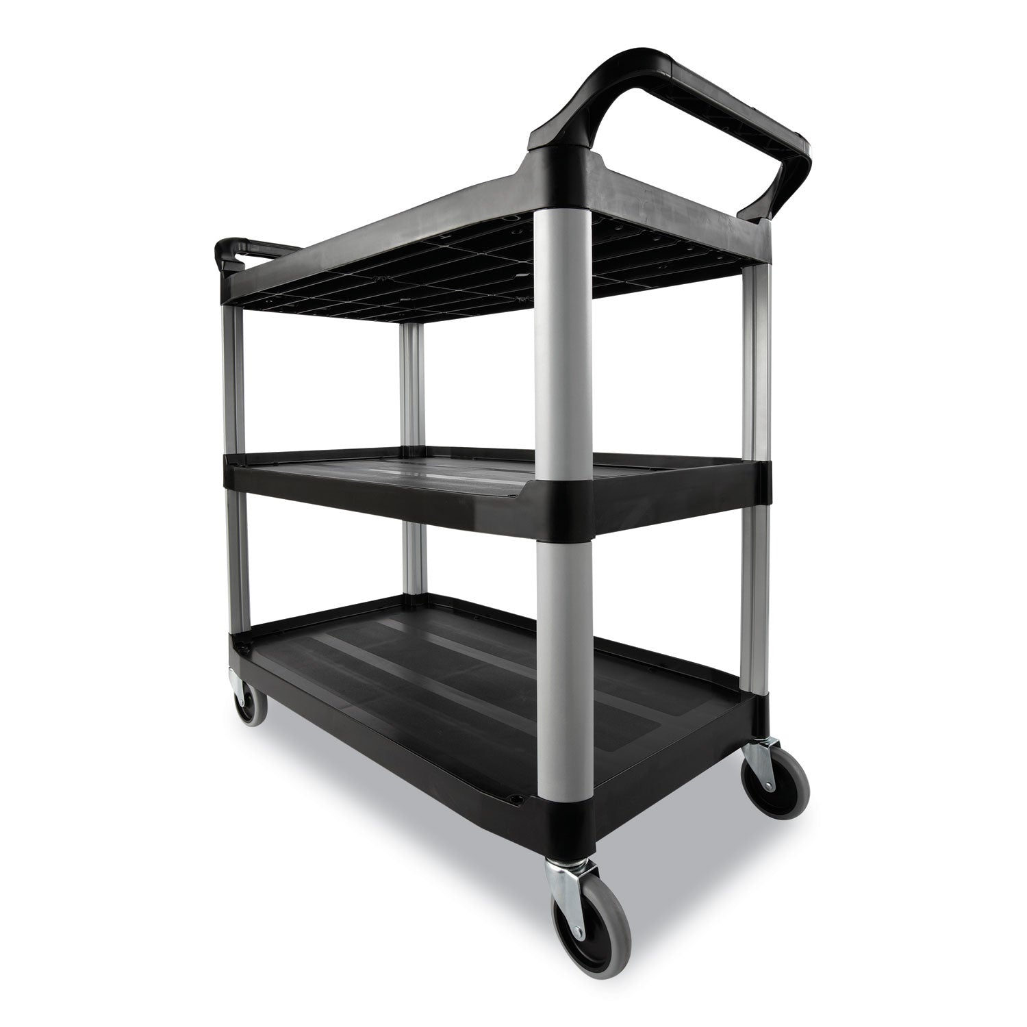 Economy Plastic Cart, Three-Shelf, 18-5/8w x 33-5/8d x 37-3/4h, Black - 2