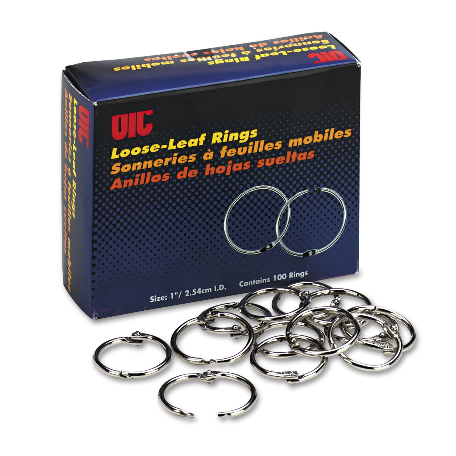 Book Rings, 1" Diameter, 100/Box -