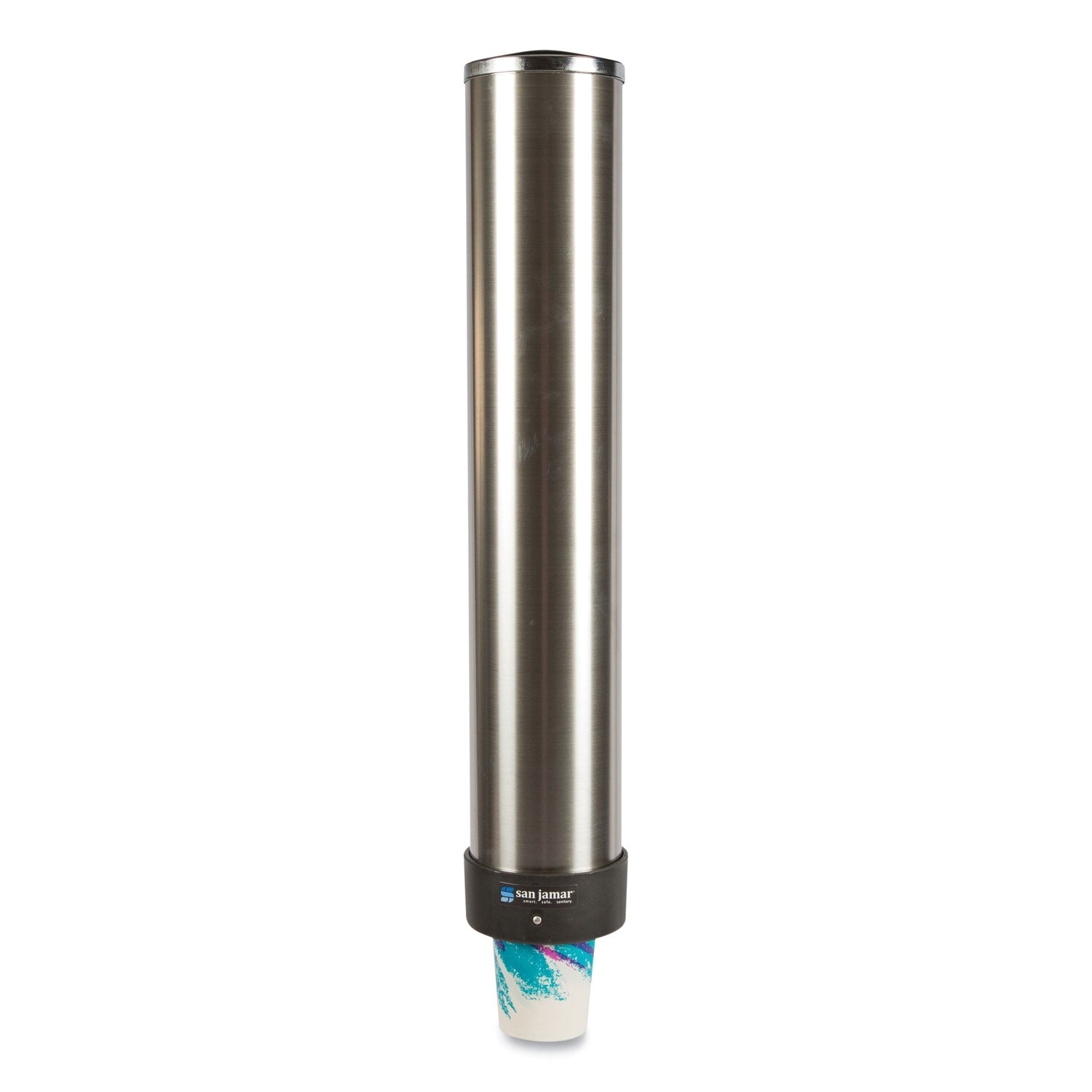 Large Water Cup Dispenser with Removable Cap, For 12 oz to 24 oz Cups, Stainless Steel -