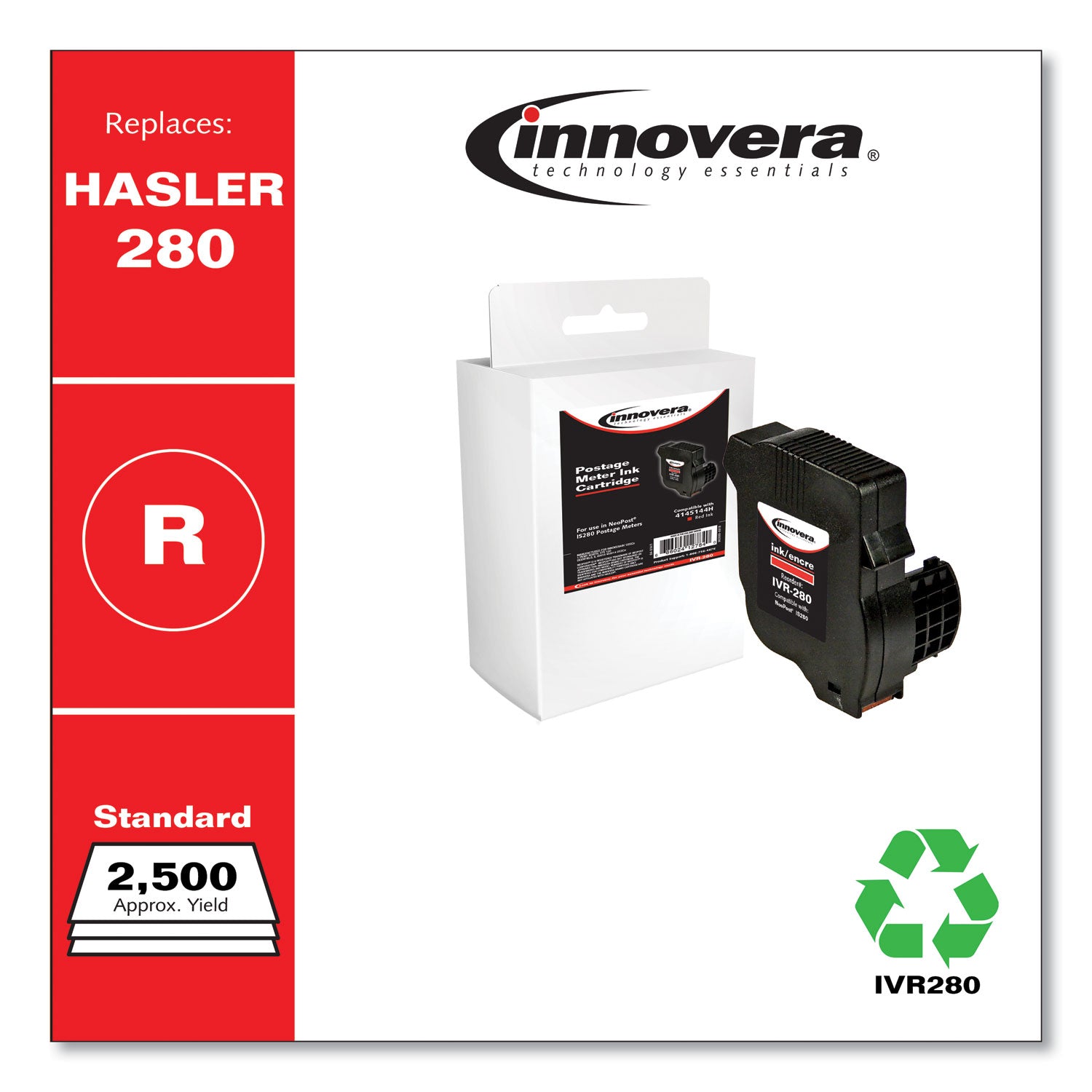 Remanufactured Red Postage Meter Ink, Replacement for IM-280 (ISINK2IMINK2), 2,500 Page-Yield -