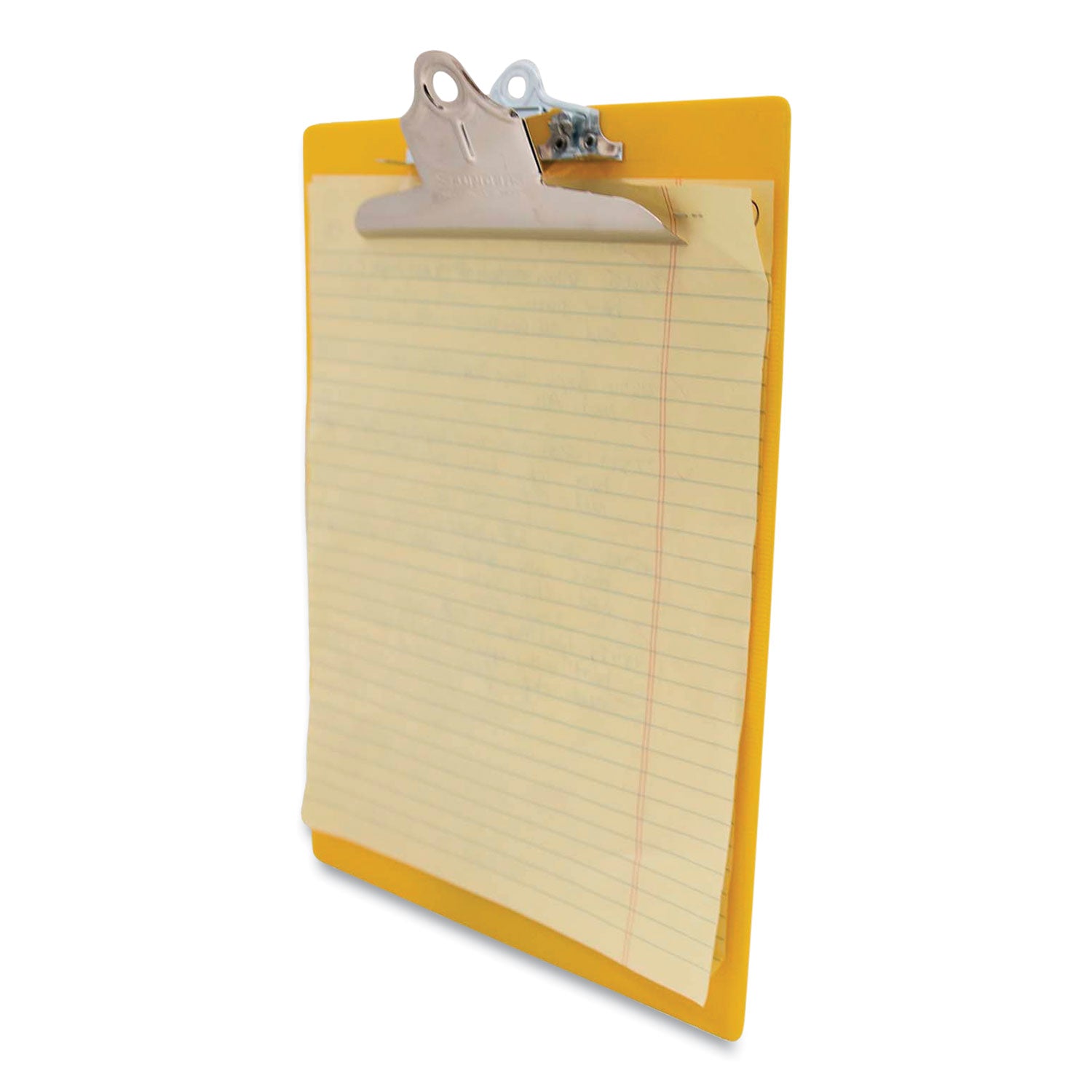 Recycled Plastic Clipboard with Ruler Edge, 1" Clip Capacity, Holds 8.5 x 11 Sheets, Yellow -
