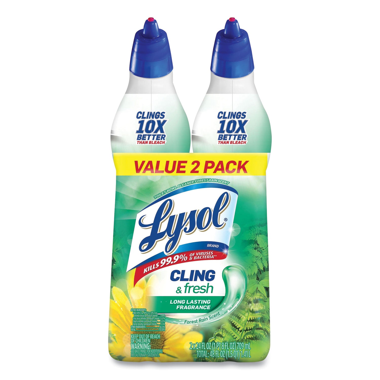 cling-and-fresh-toilet-bowl-cleaner-forest-rain-scent-24-oz-2-pack-4-packs-carton_rac98015 - 1