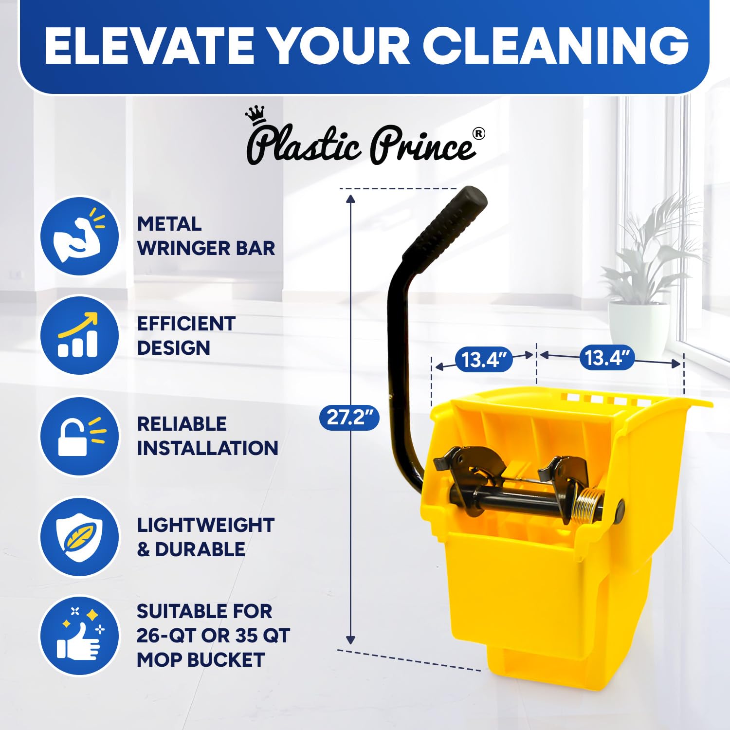 Replacement Wringer for 26-QT or 35-QT Side Press Mop Bucket and Wringer, Yellow