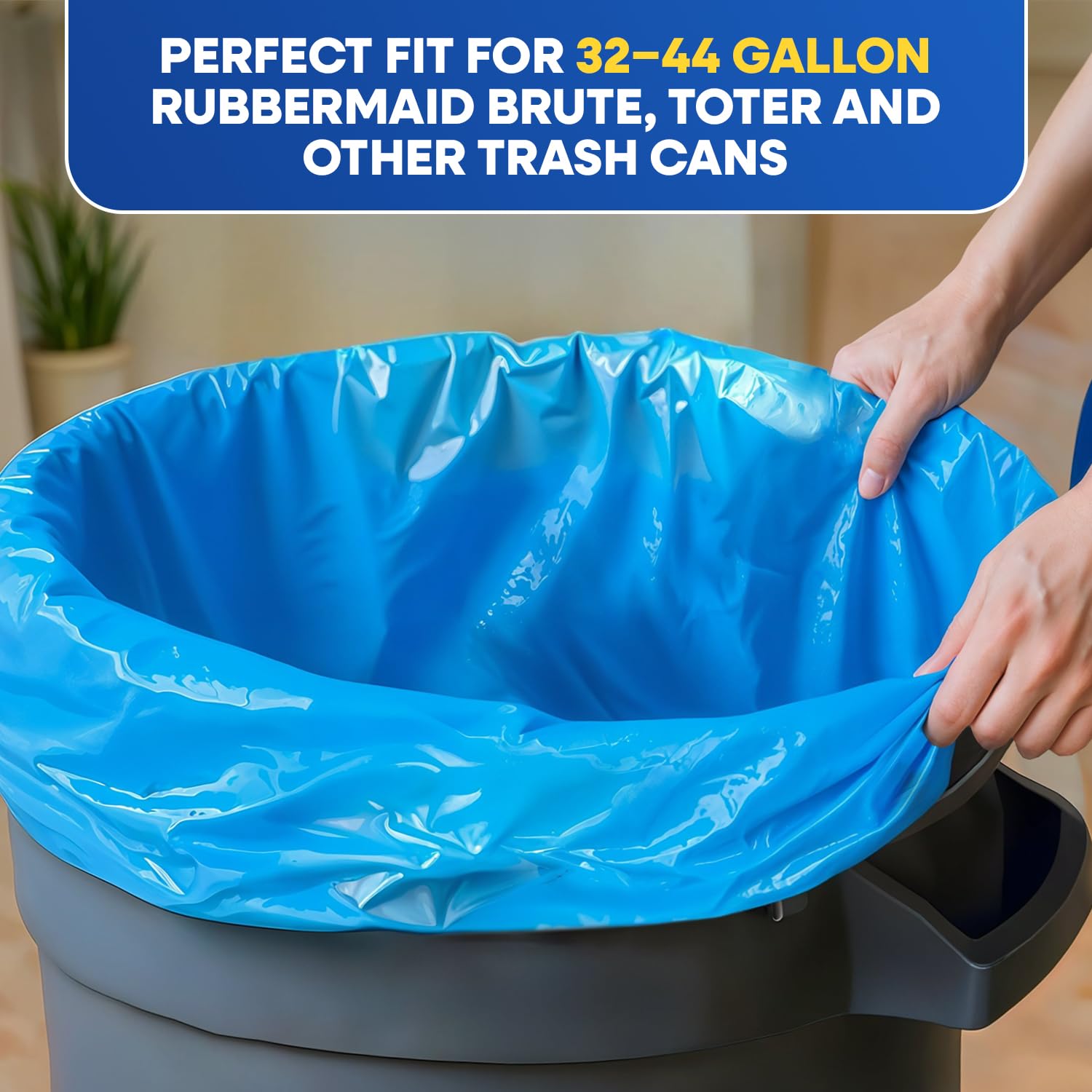 23" x 17" x 46" 45 Gal 2 Mil Blue Contractor Bags, 100/Case