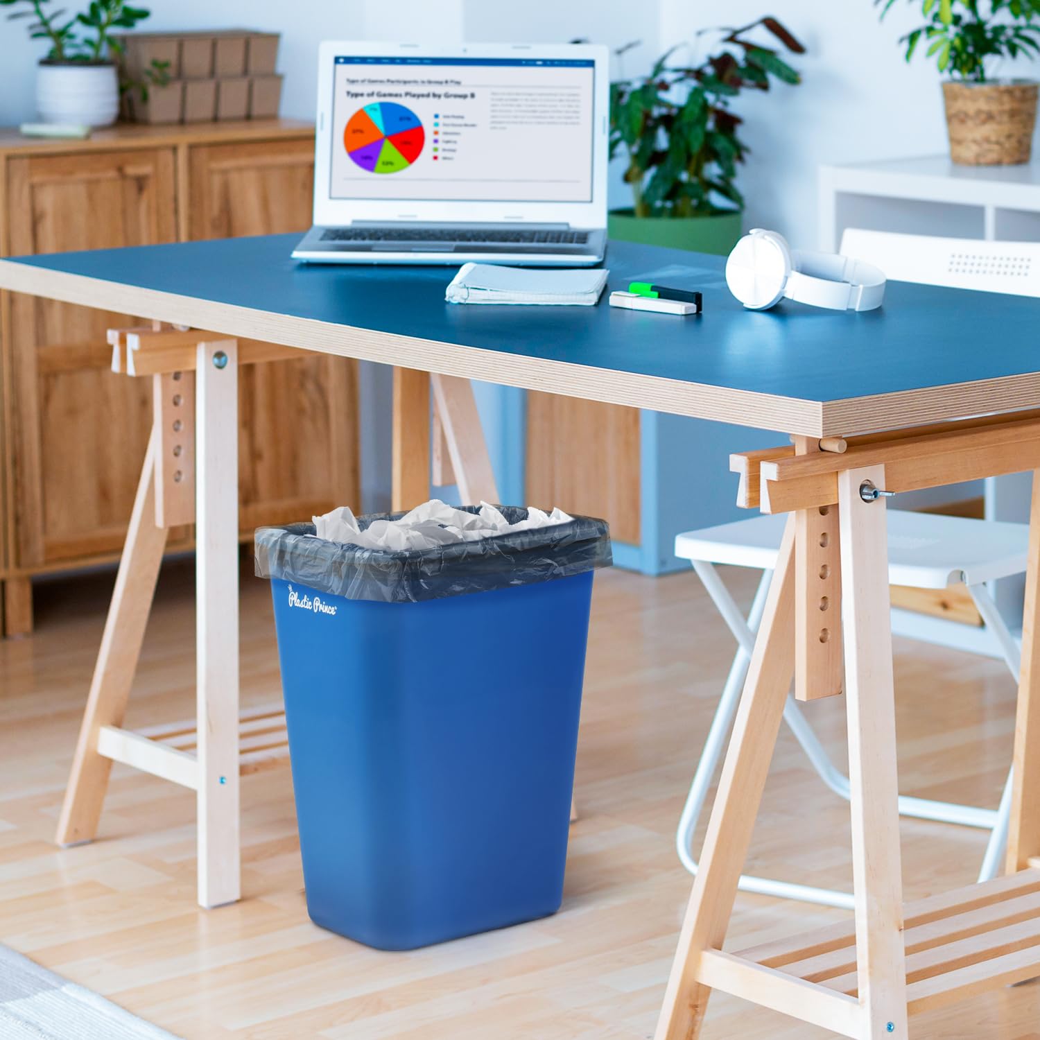 40-QT Blue Wastebasket