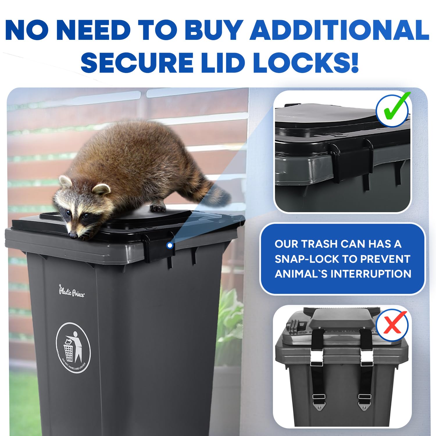 32 Gal Gray Rollout Container with Snap-Lock