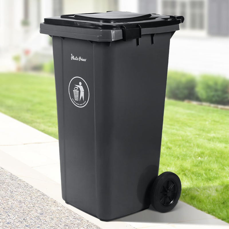 32 Gal Gray Rollout Container with Snap-Lock