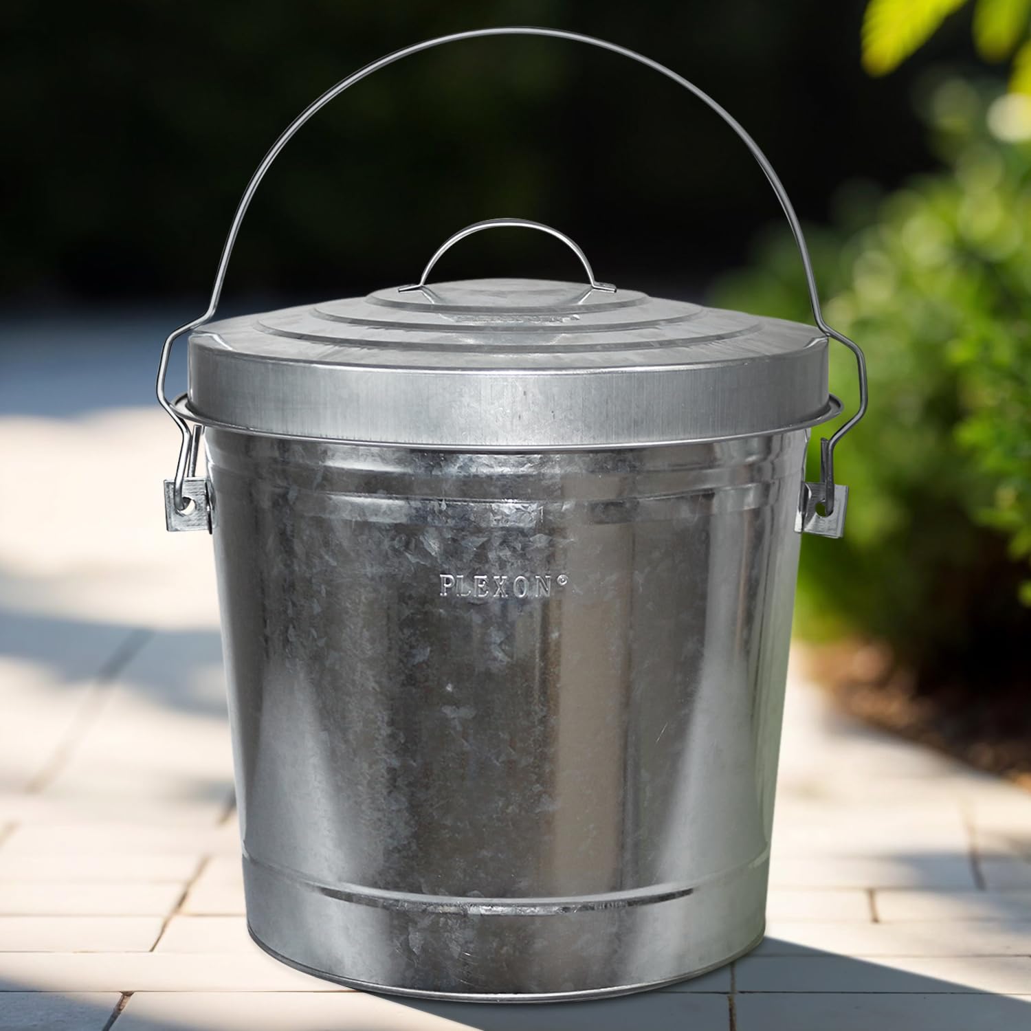 6-Gallon Galvanized Steel Round Fire Resistant Trash Can with Lid