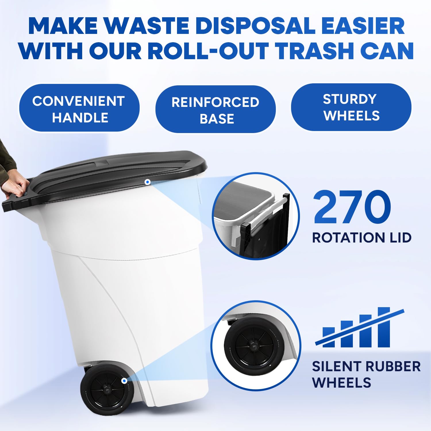 50 Gallon Rollout Container, White