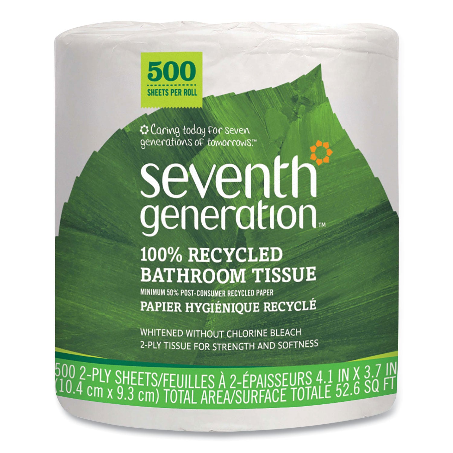 100% Recycled Bathroom Tissue, Septic Safe, Individually Wrapped Rolls, 2-Ply, White, 500 Sheets/Jumbo Roll, 60/Carton -