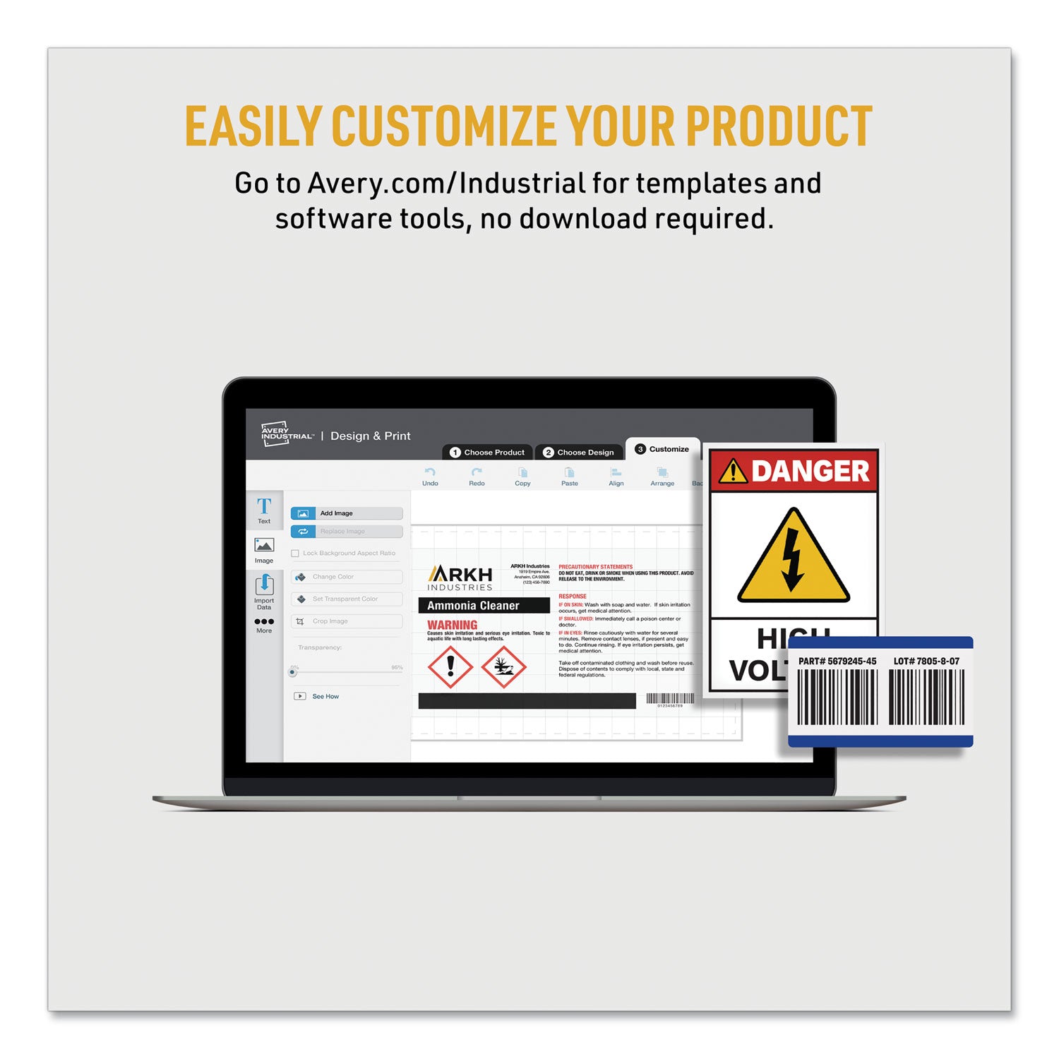 UltraDuty GHS Chemical Waterproof and UV Resistant Labels, 2 x 2, White, 12/Sheet, 50 Sheets/Box -