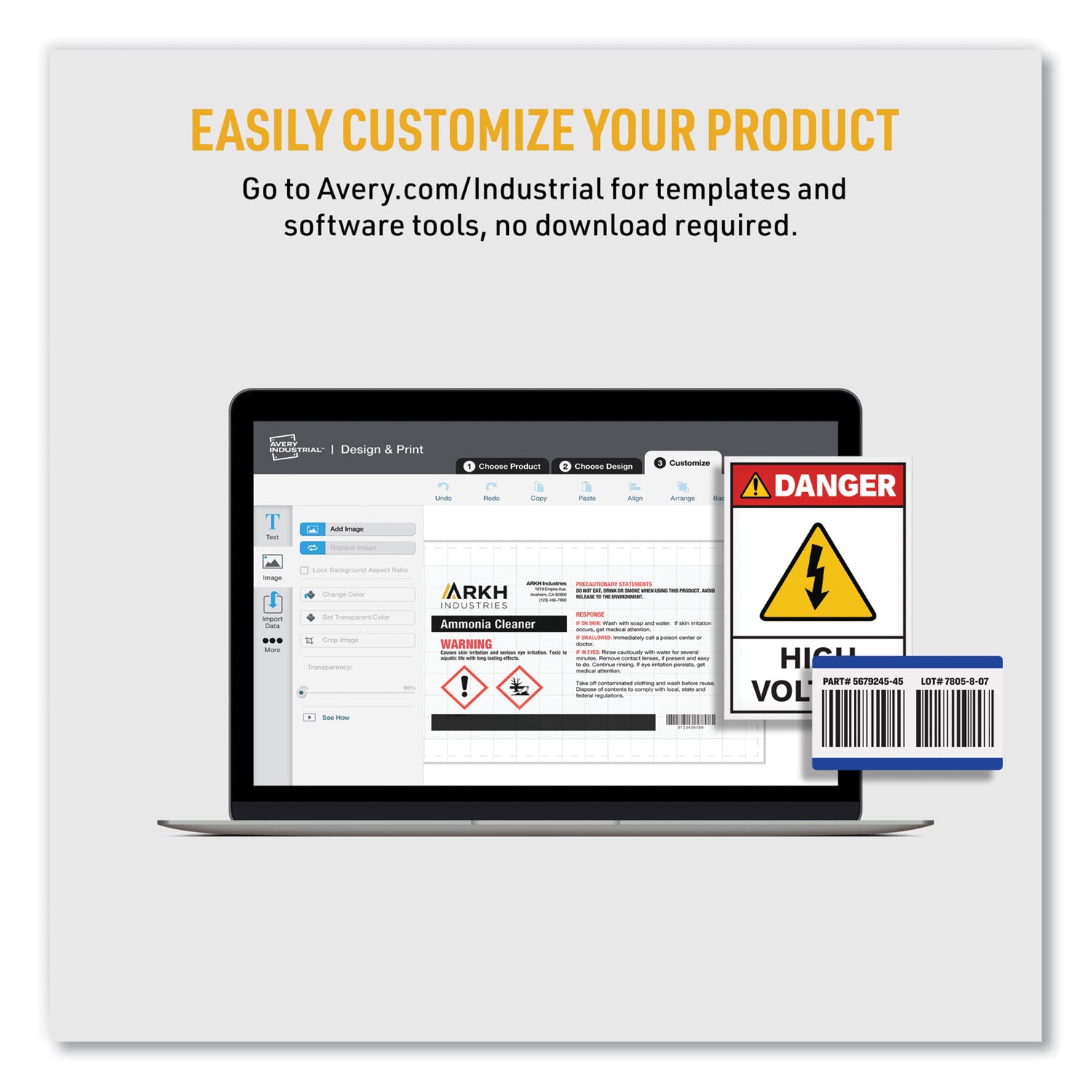 UltraDuty GHS Chemical Waterproof and UV Resistant Labels, 8.5 x 11, White, 50/Box -