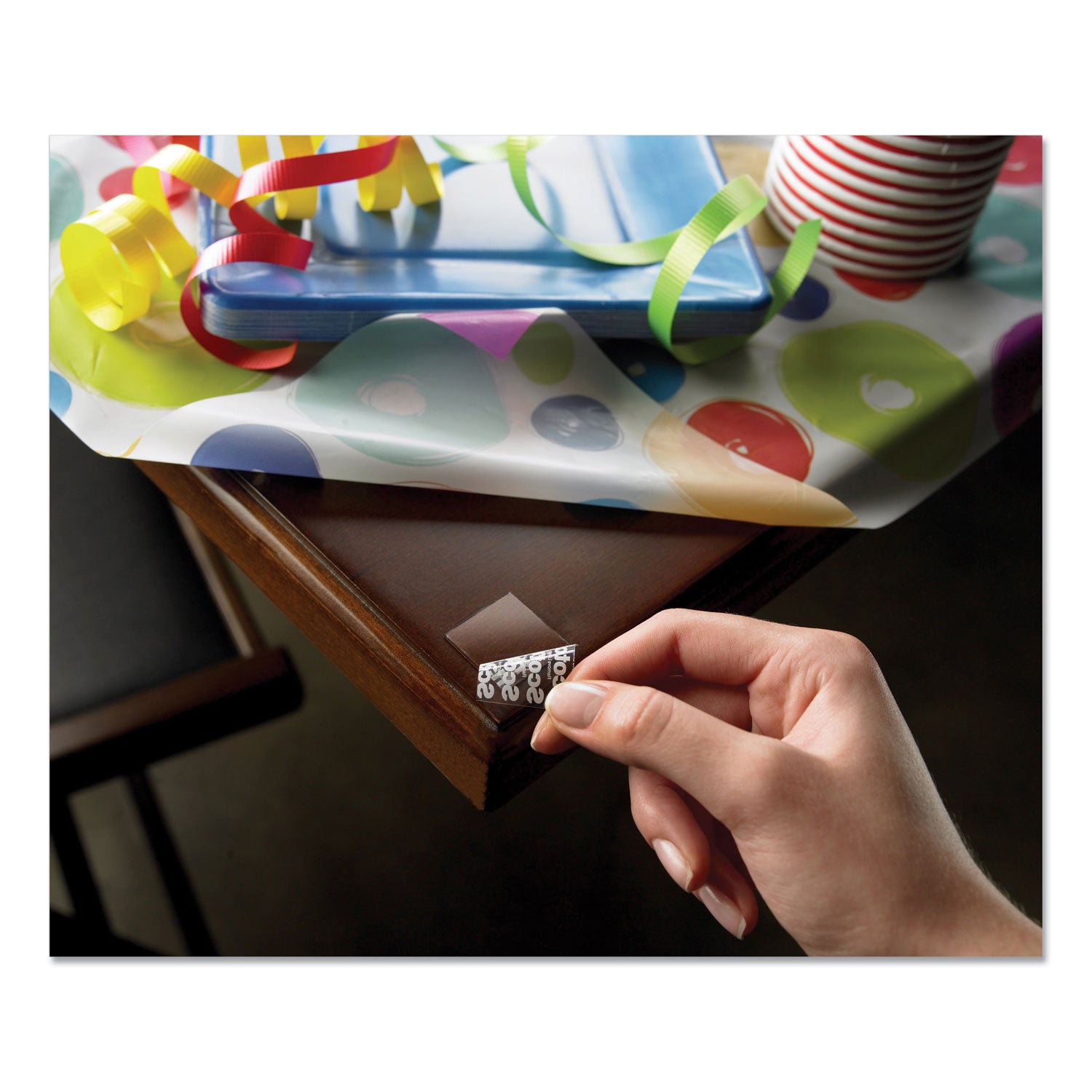 Restickable Mounting Tabs, Removable, Repositionable, Holds Up to 1 lb (4 Tabs), 1 x 1, Clear, 18/Pack -