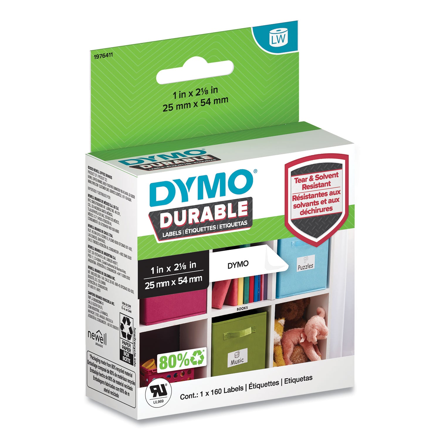 LW Durable Multi-Purpose Labels, 1" x 2.12", 160 Labels/Roll - 1