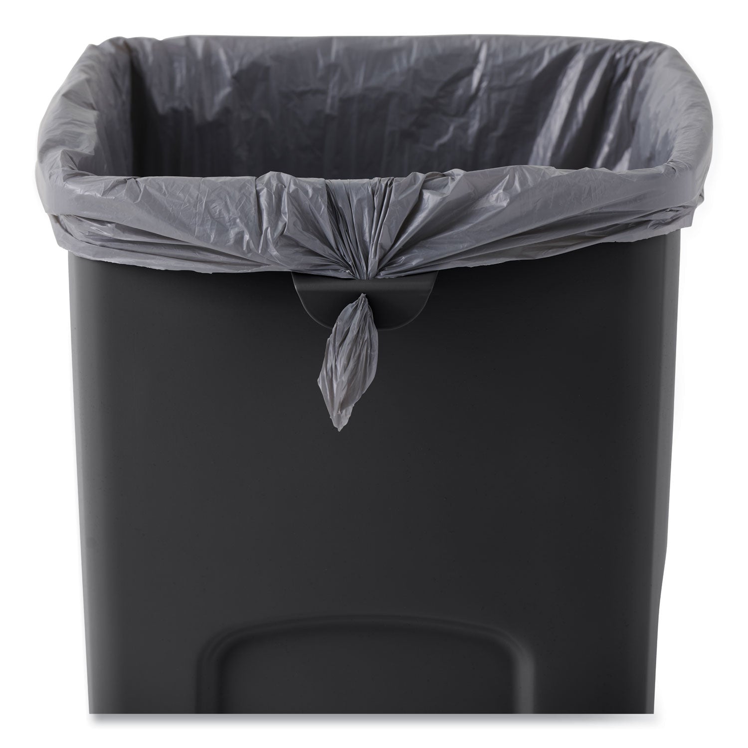 Untouchable Square Waste Receptacle, 23 gal, Plastic, Black -