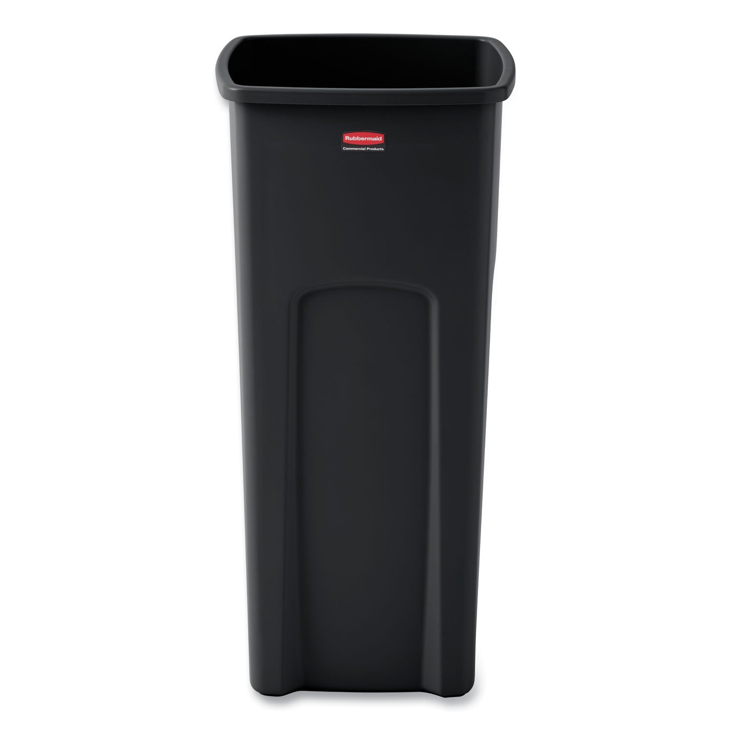 Untouchable Square Waste Receptacle, 23 gal, Plastic, Black -