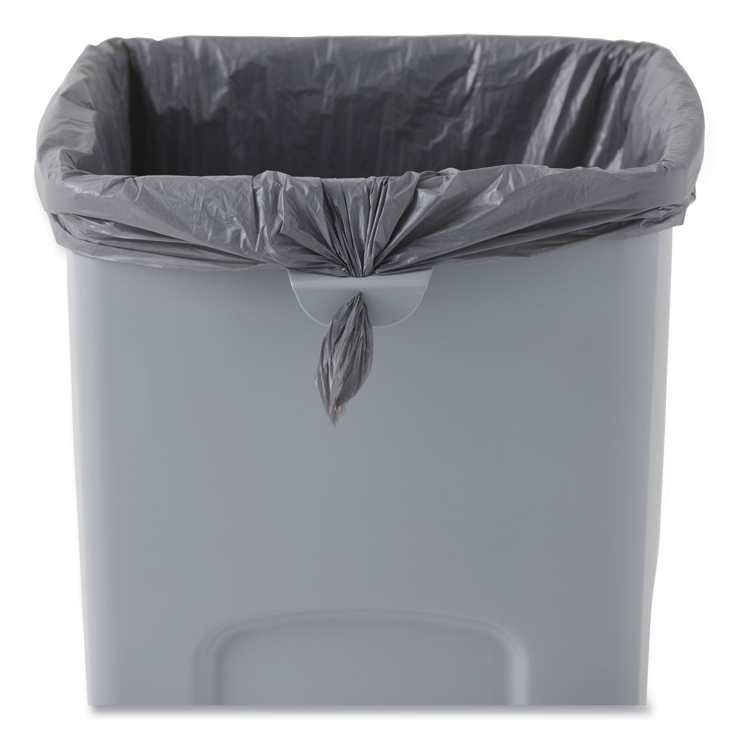 Untouchable Square Waste Receptacle, 23 gal, Plastic, Gray -