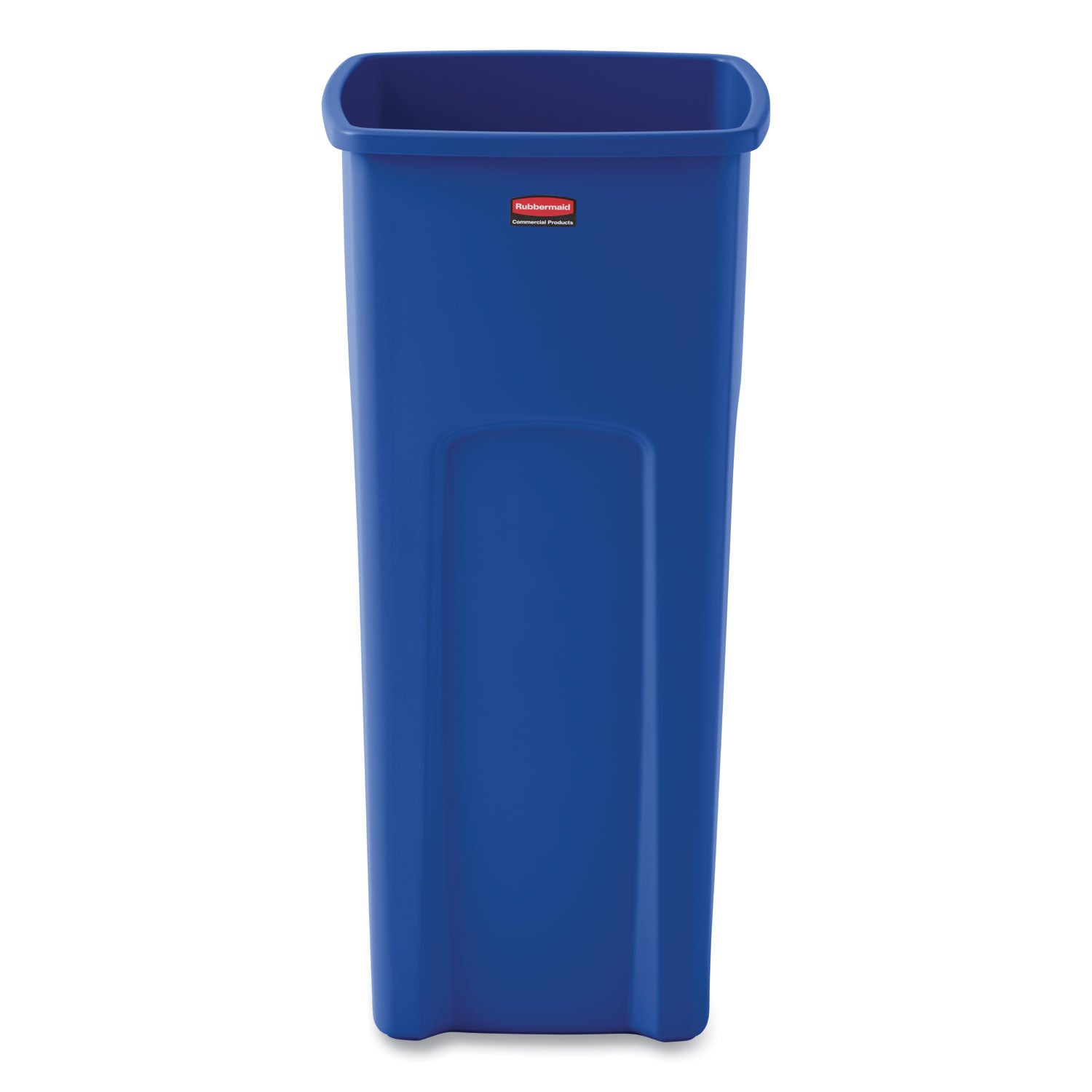 Untouchable Square Waste Receptacle, 23 gal, Plastic, Blue -