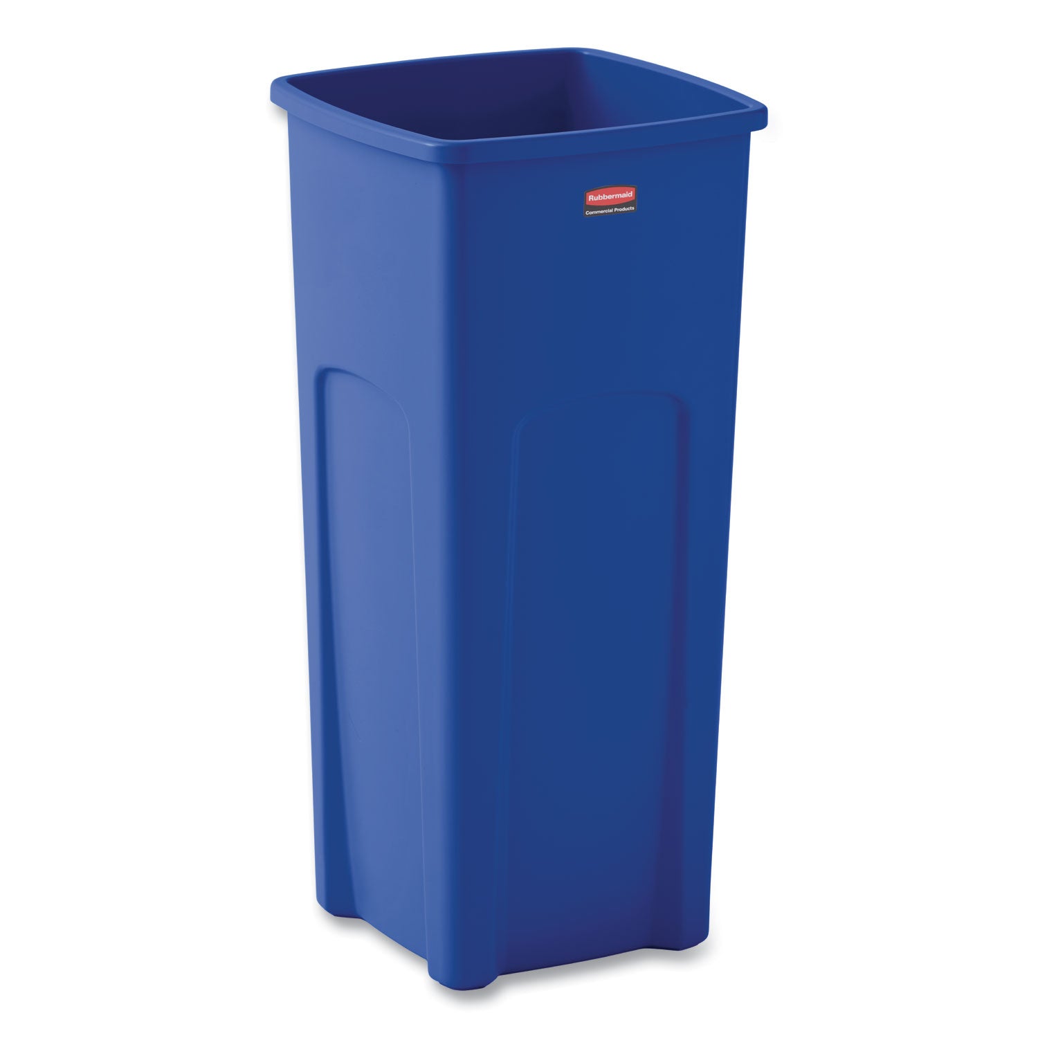 Untouchable Square Waste Receptacle, 23 gal, Plastic, Blue -