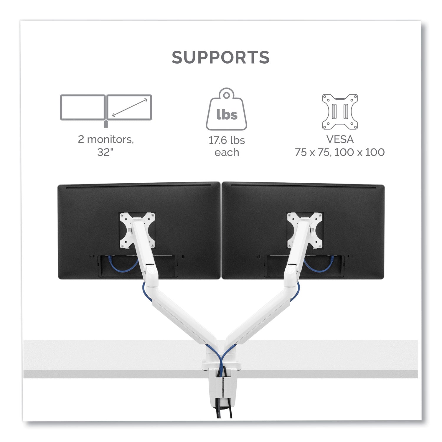 platinum-series-dual-monitor-arm-for-27-monitors-360-deg-rotation-45-deg-tilt-180-deg-pan-white-supports-20-lb_fel8056301 - 2